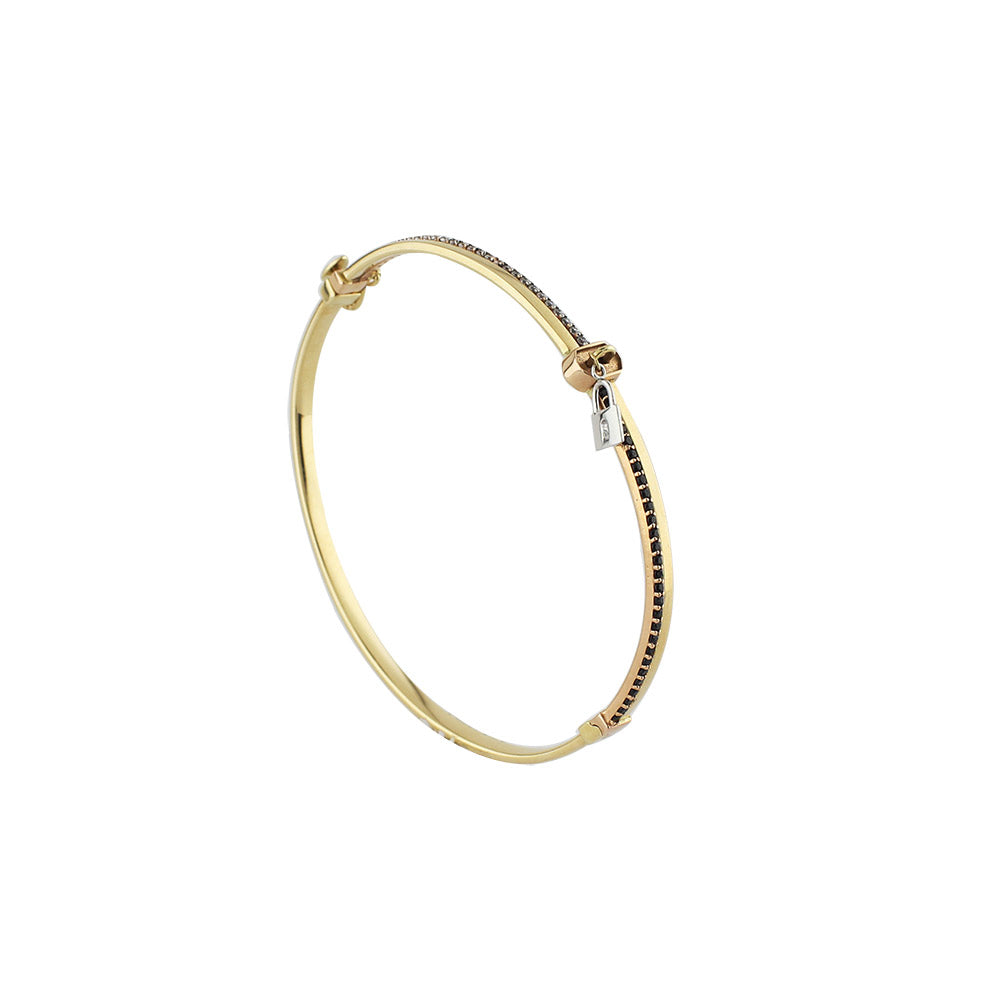 14 Carat Lock Detailed Women's Cuff Bracelet