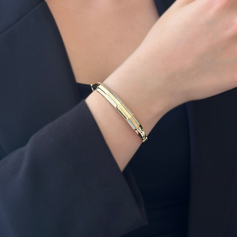 14 Carat Gold Stone Plain Bangle