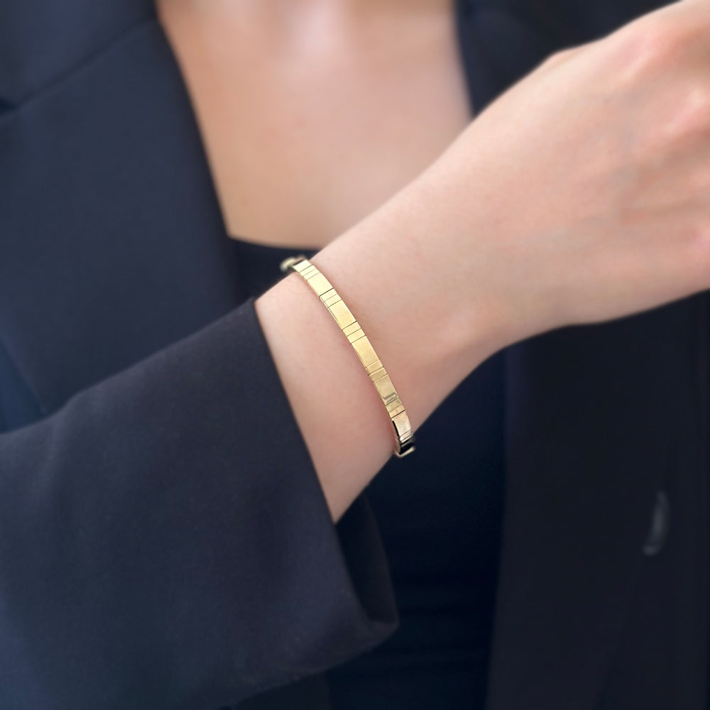 Striped 14K Gold Bangle