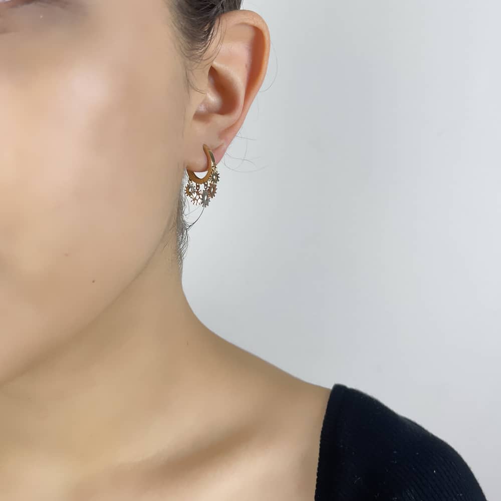14 Carat Gold Dangle Hoop Earrings