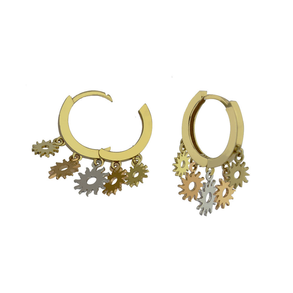 14 Carat Gold Dangle Hoop Earrings