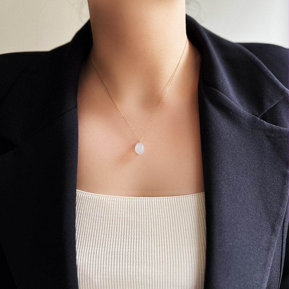 14K Gold Moonstone Necklace