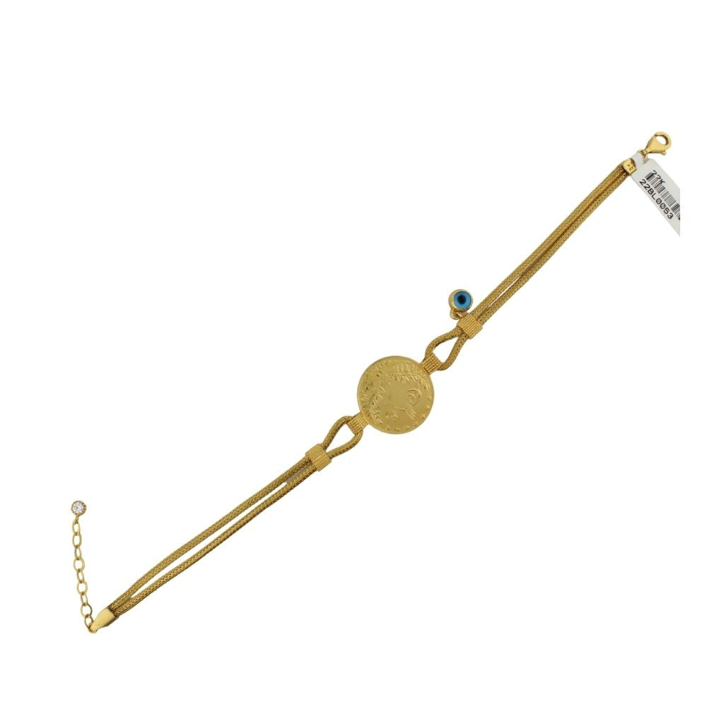 22 Carat Gold Tughra Special Design Eye Beaded Bracelet