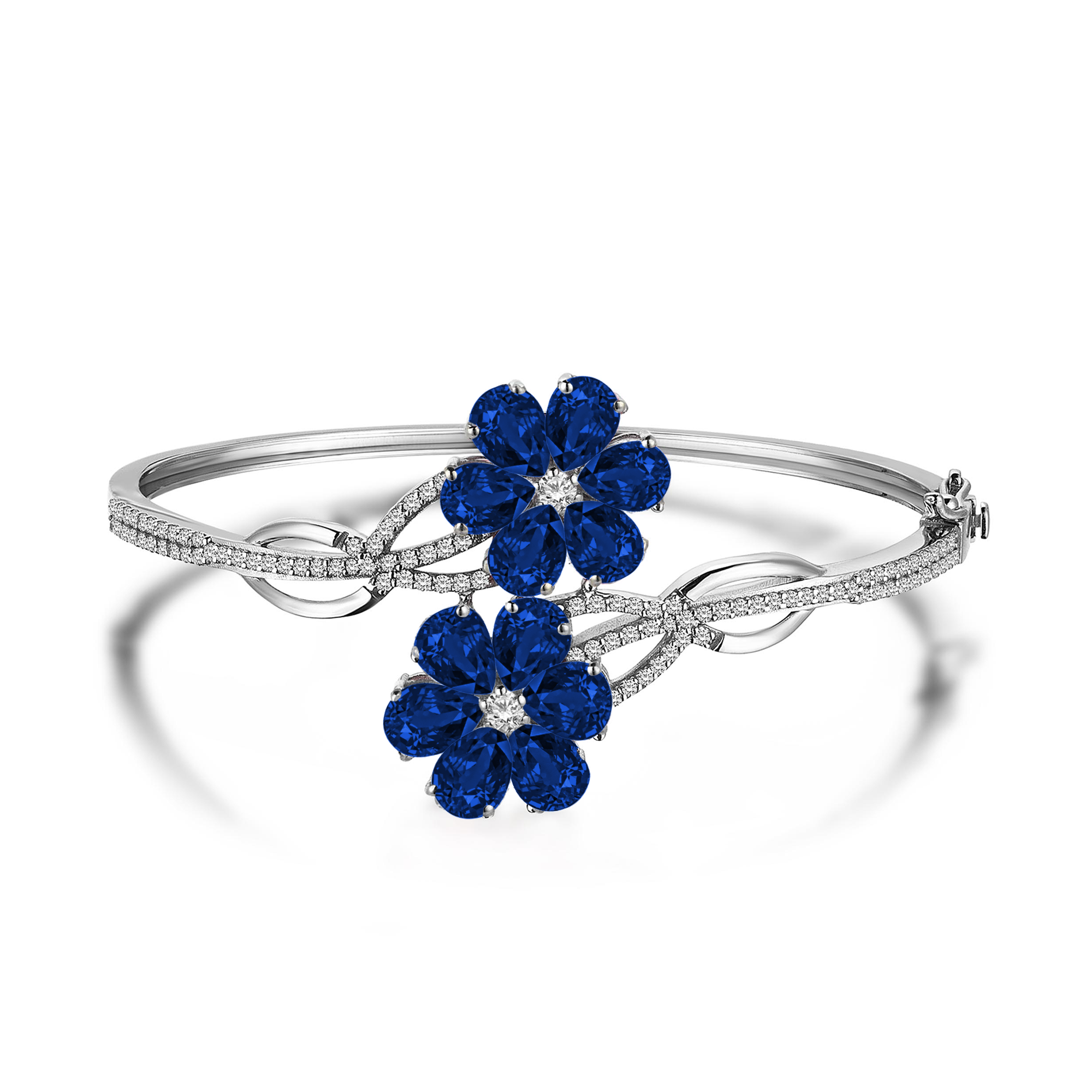 9 Carat Sapphire & Diamond Hybrid Gold Magnolia Bracelet