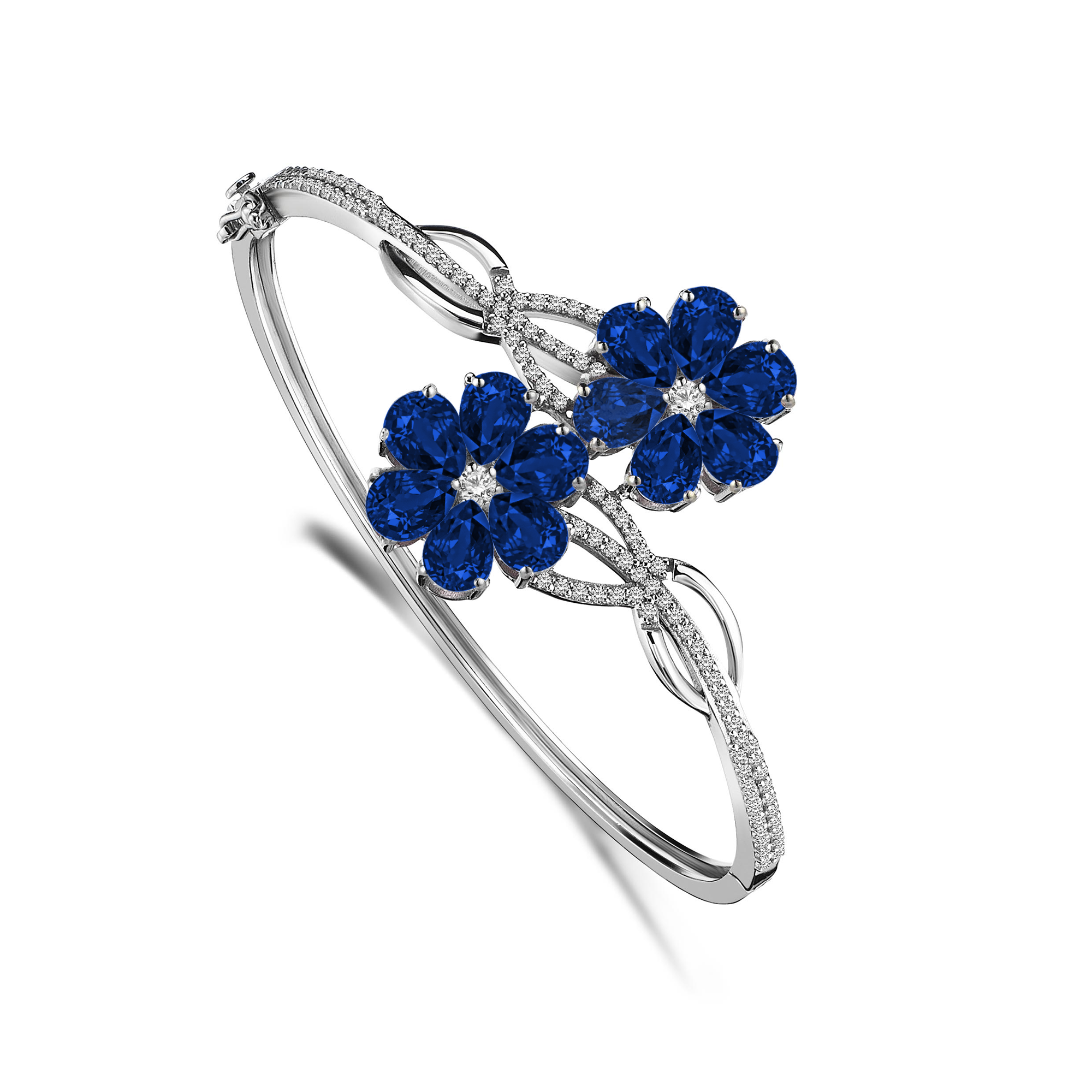 9 Carat Sapphire & Diamond Hybrid Gold Magnolia Bracelet