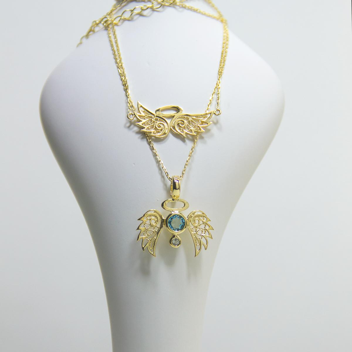 BOLD ANGELO NECKLACE - BLUE TOPAZ STONE