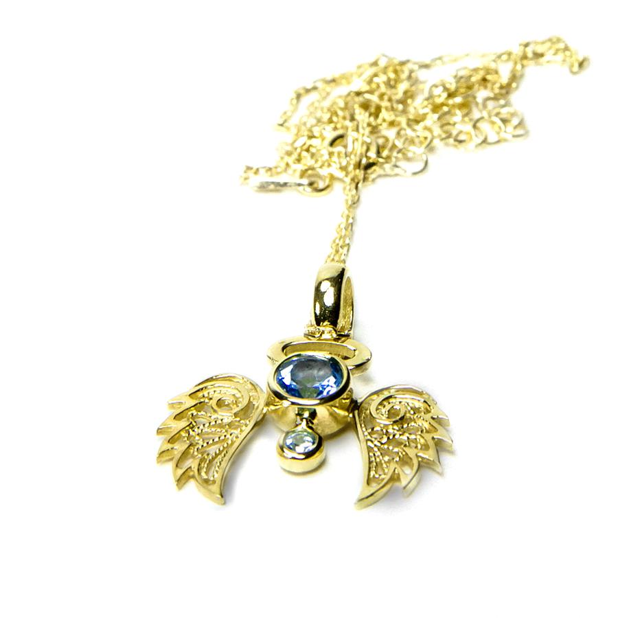 BOLD ANGELO NECKLACE - BLUE TOPAZ STONE