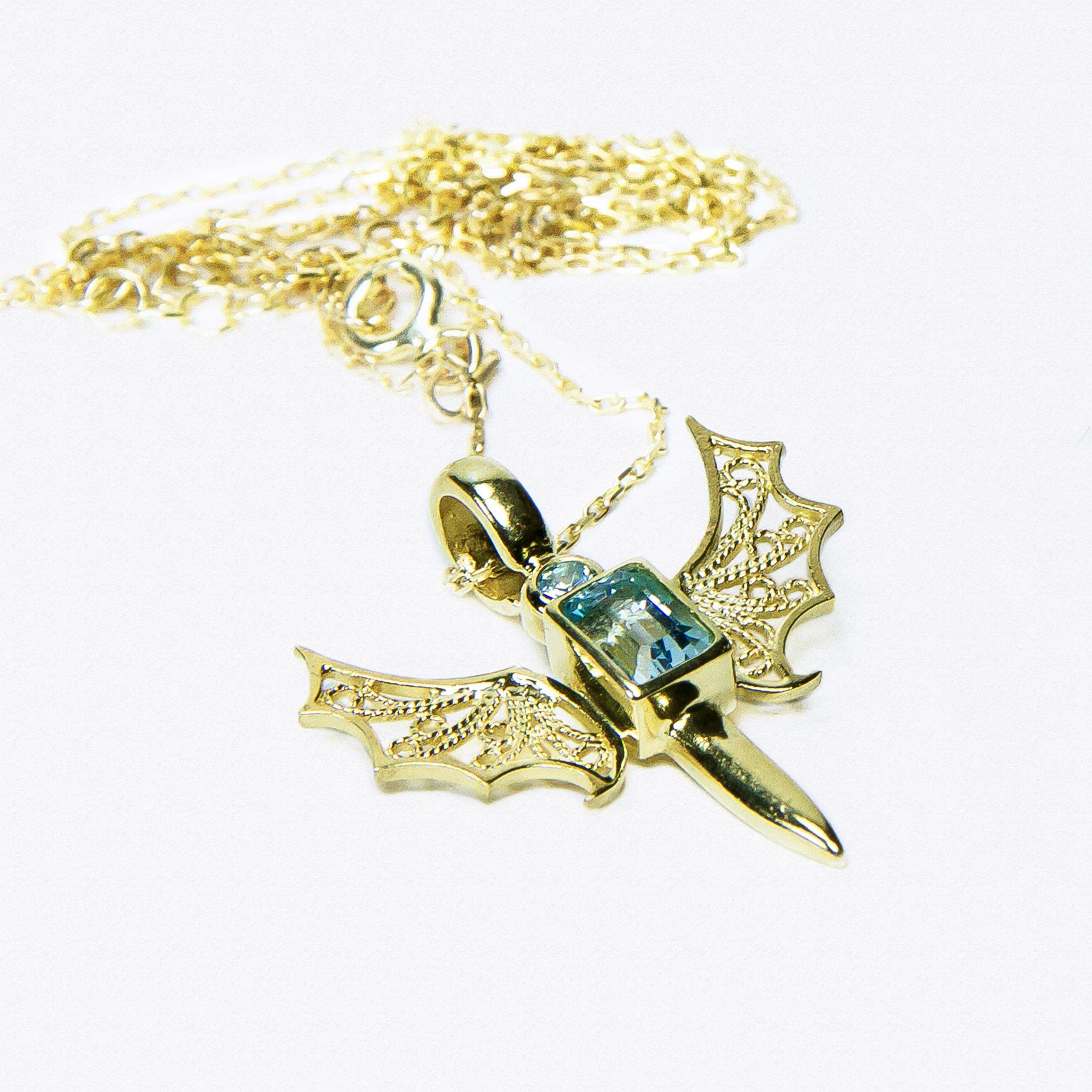 BOLD DEVOLO NECKLACE - BLUE TOPAZ STONE