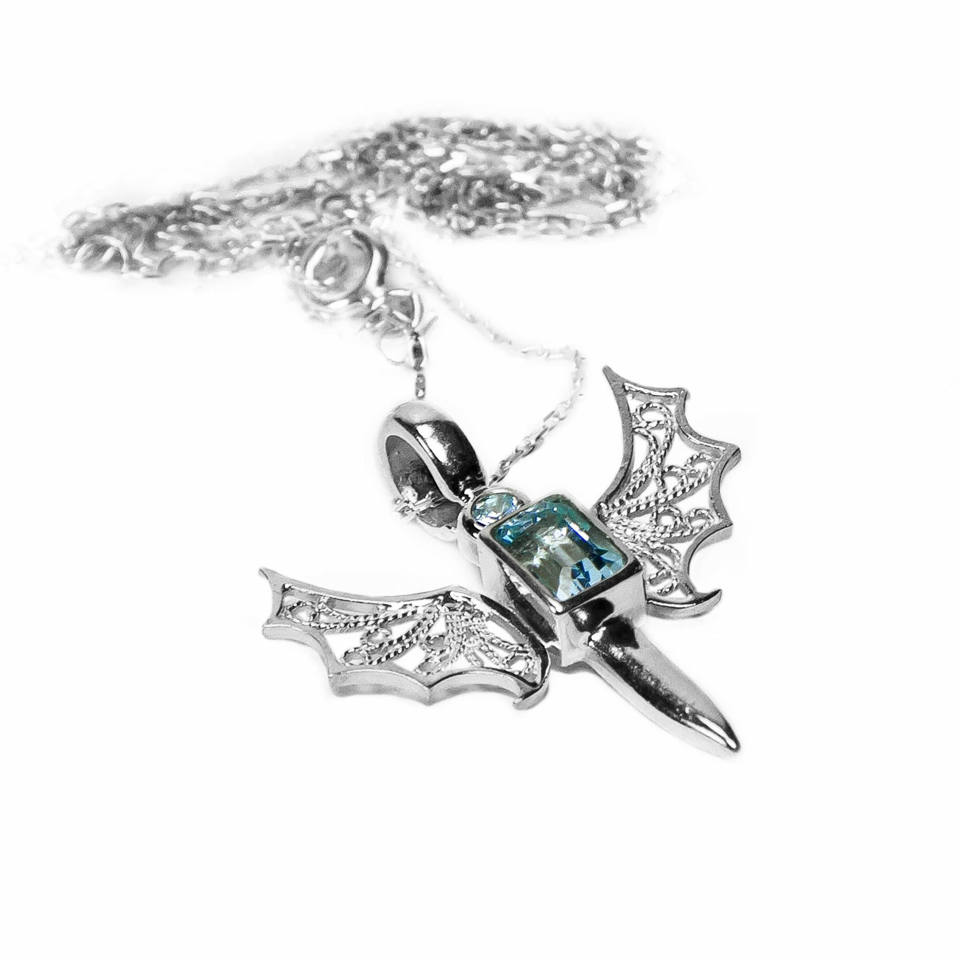 BOLD DEVOLO NECKLACE - BLUE TOPAZ STONE