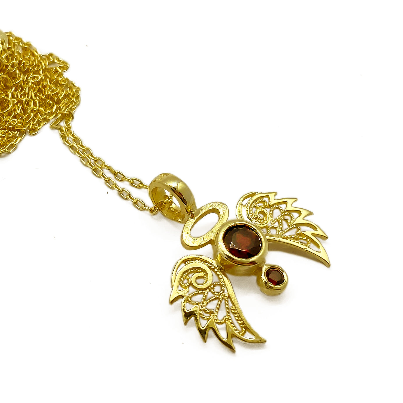BOLD ANGELO NECKLACE - GARNET STONE