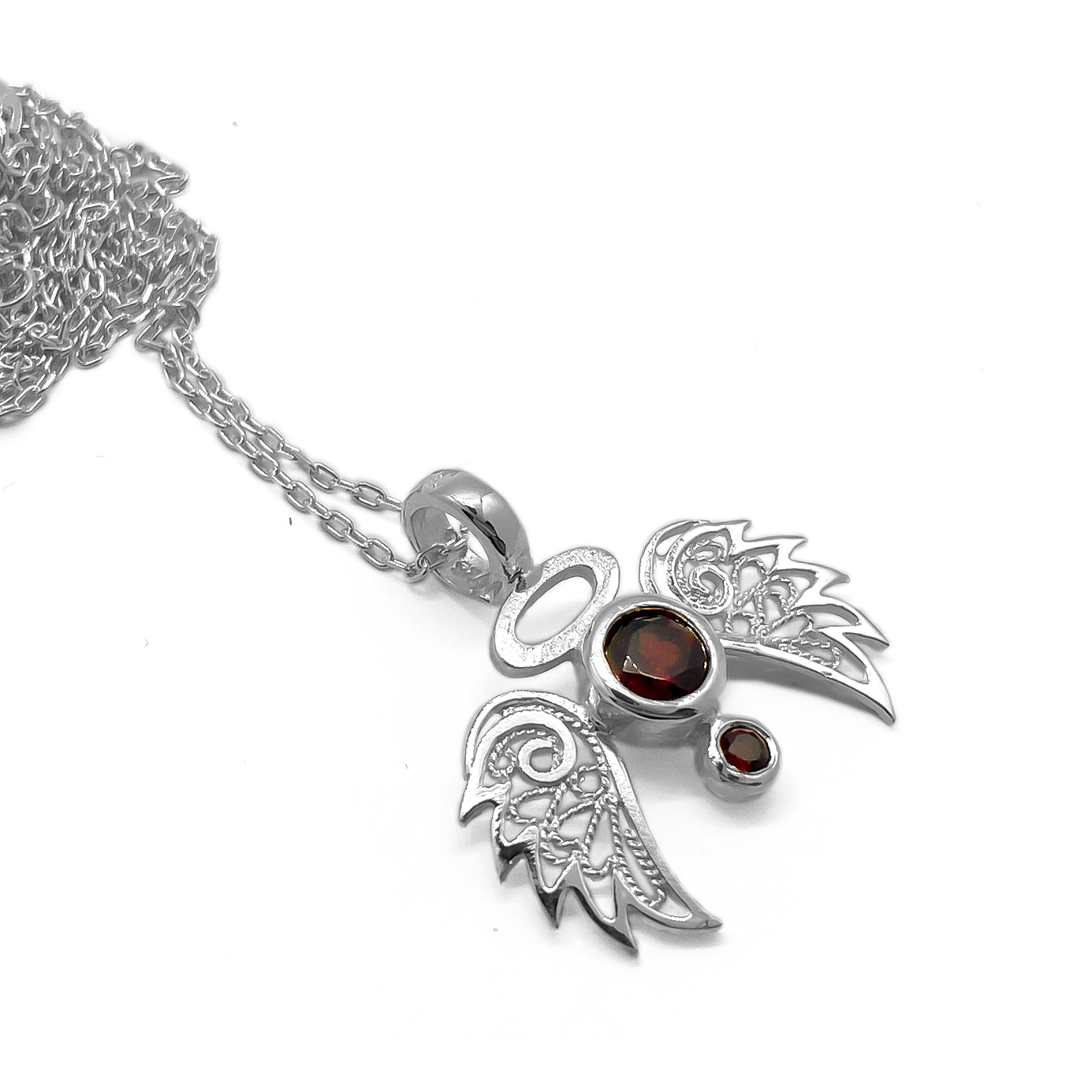 BOLD ANGELO NECKLACE - GARNET STONE