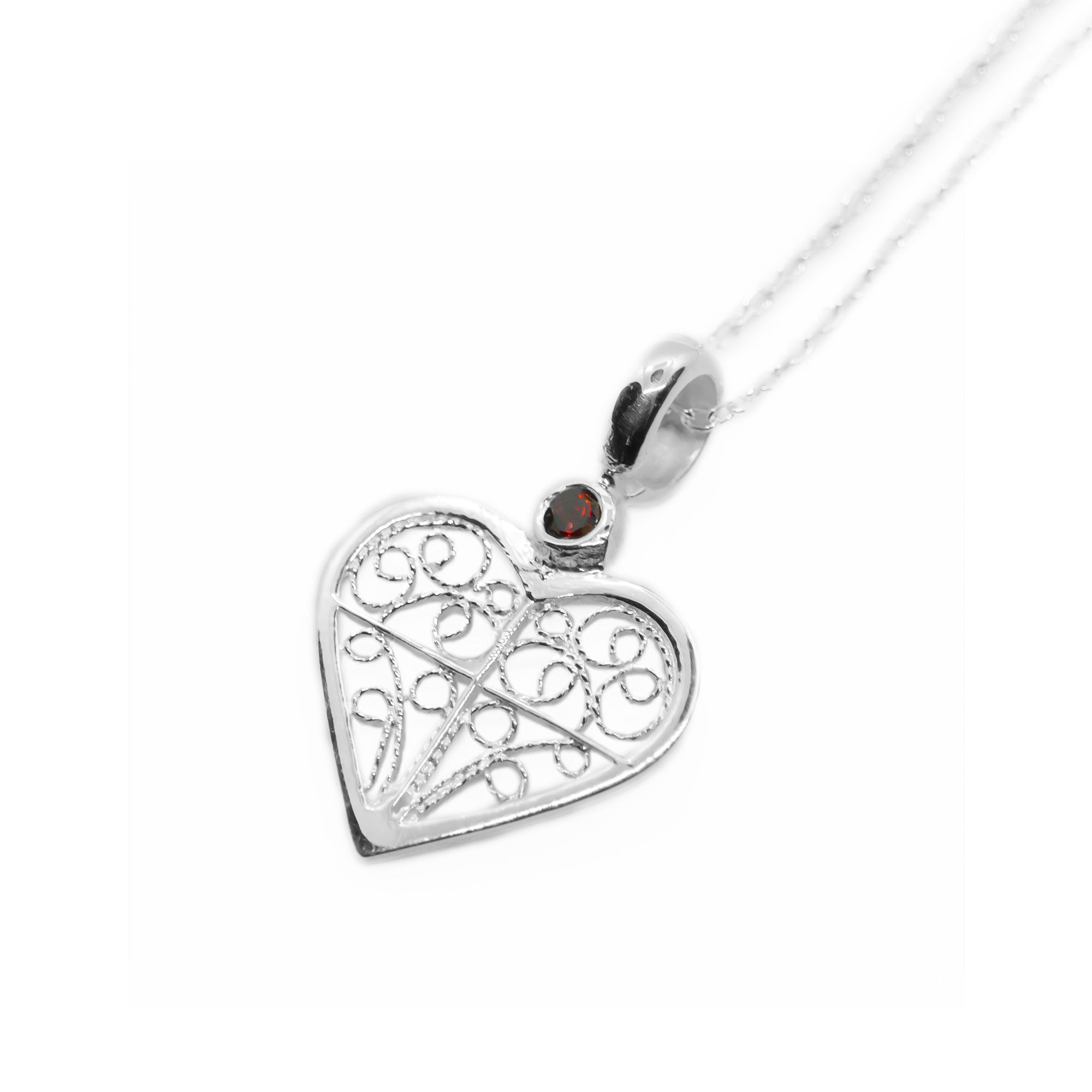 ALICE HEART NECKLACE - GARNET STONE