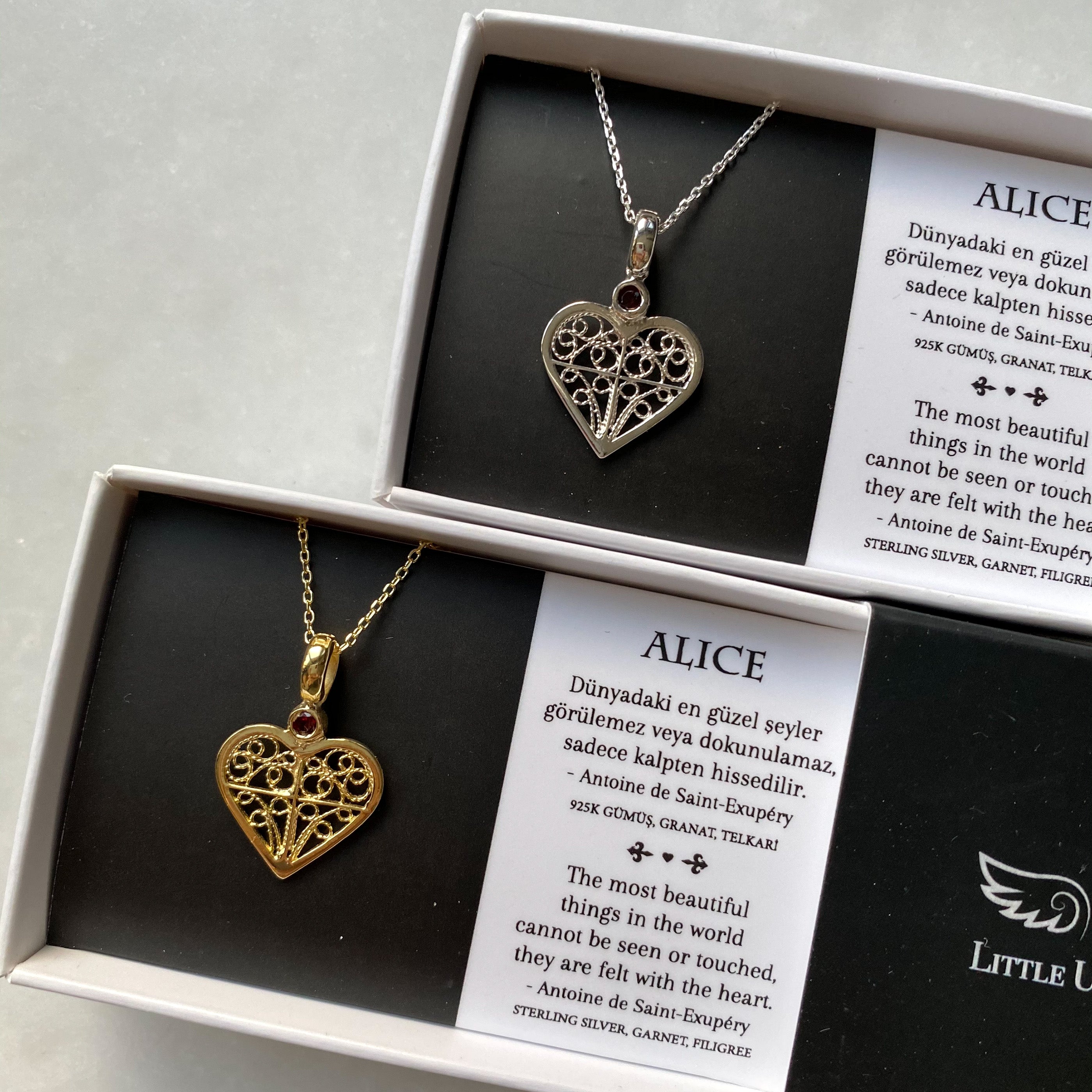 ALICE HEART NECKLACE - GARNET STONE
