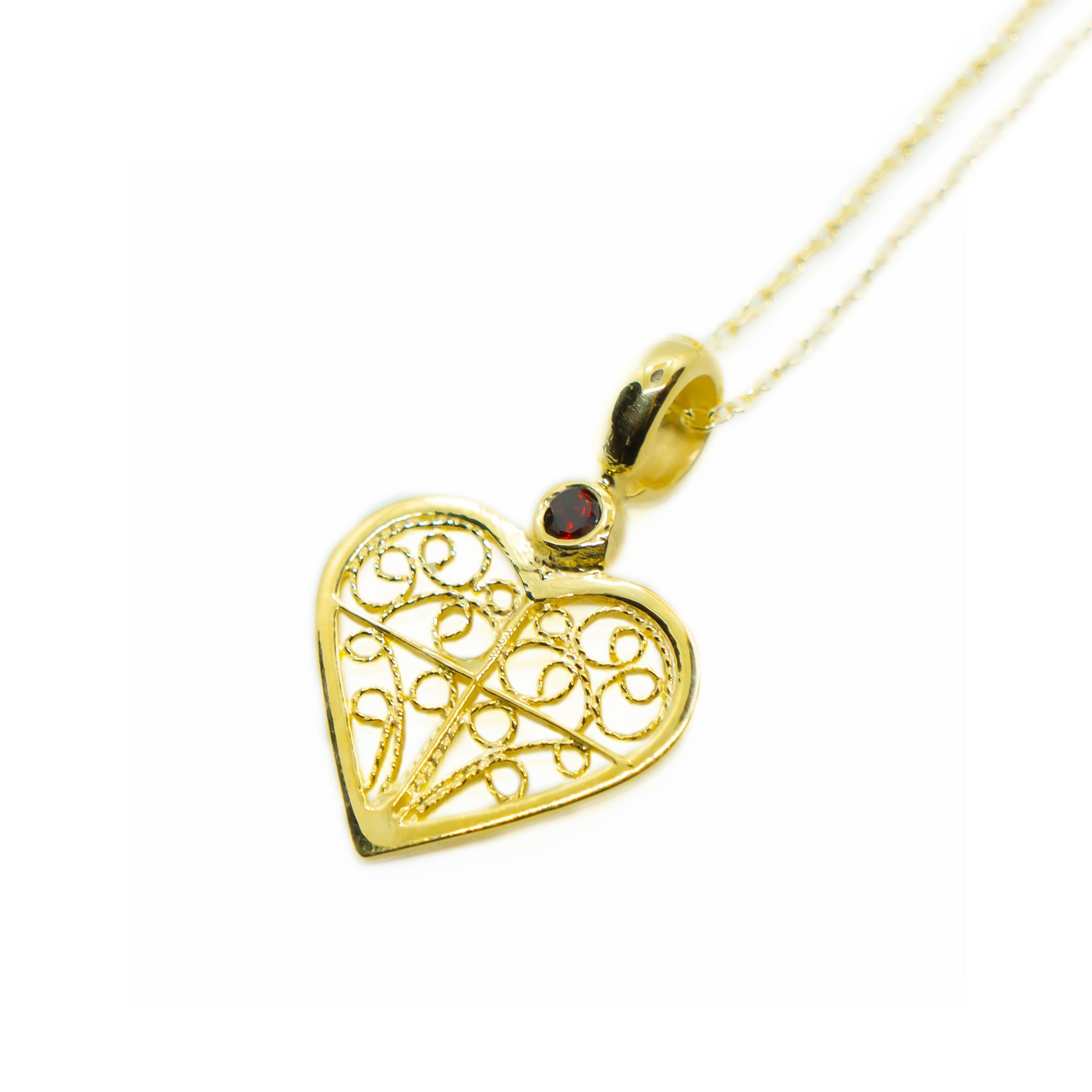 ALICE HEART NECKLACE - GARNET STONE