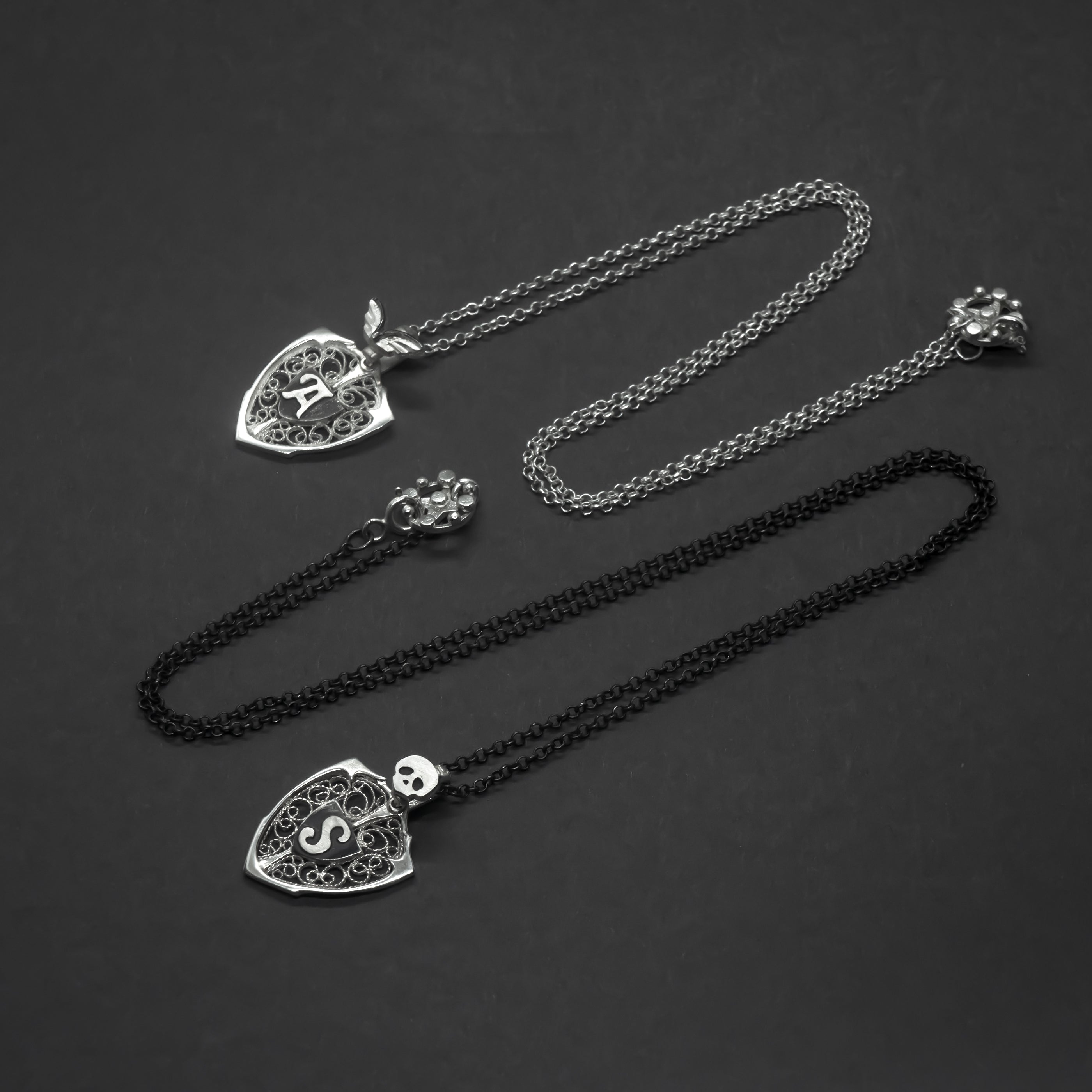 AMETHYST & SHIELD NECKLACE - PERSONALIZED WITH LETTERS