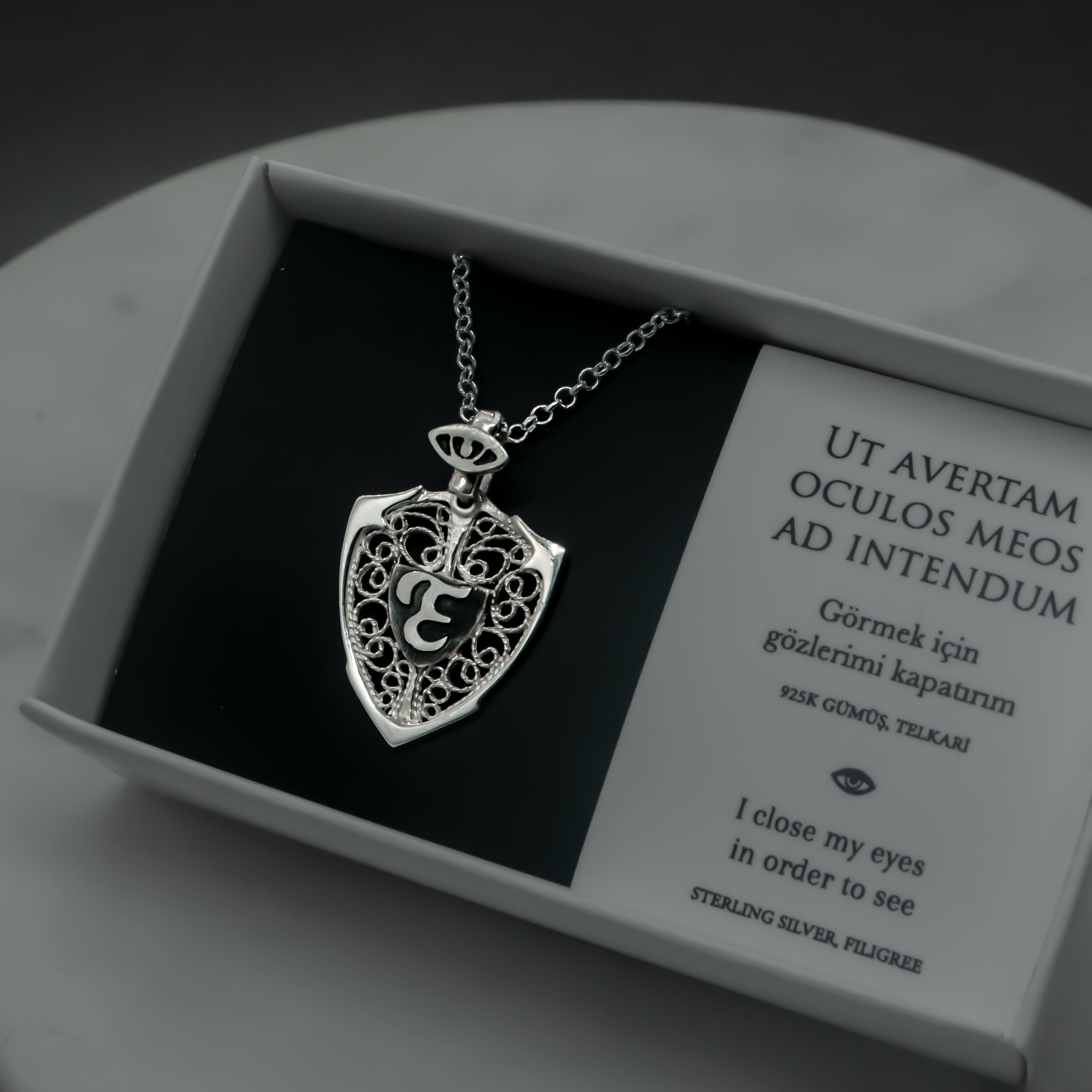 EYE & SHIELD NECKLACE - PERSONALIZED WITH LETTER