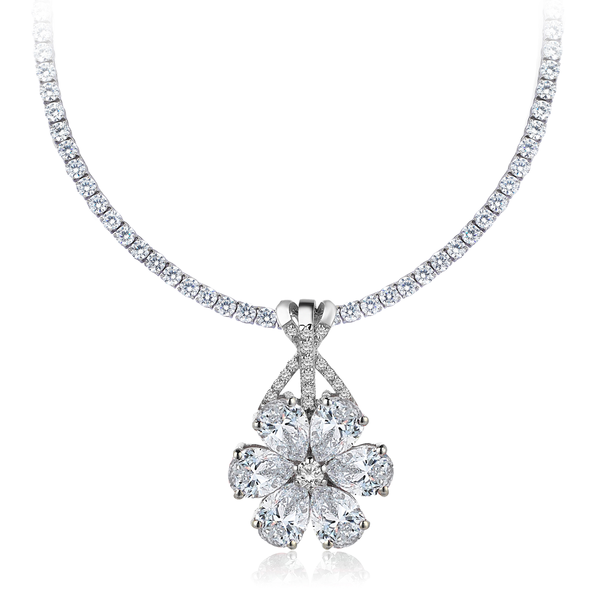 10 Carat Diamond Hybrid Gold Pink Magnolia Necklace