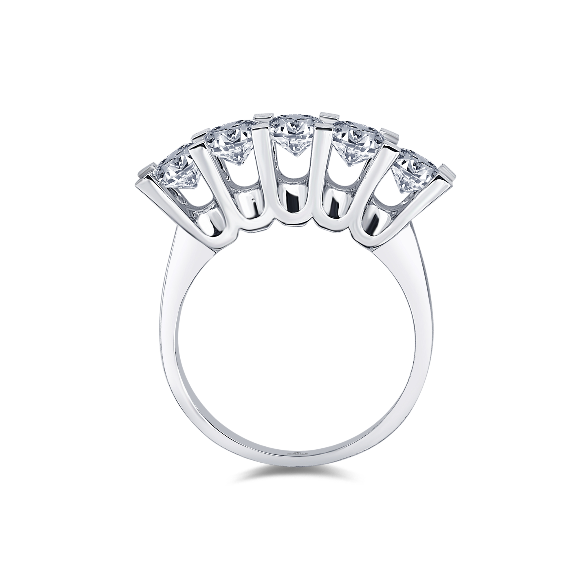 2.10 Carat Diamond Five Stone Wedge Prong Ring