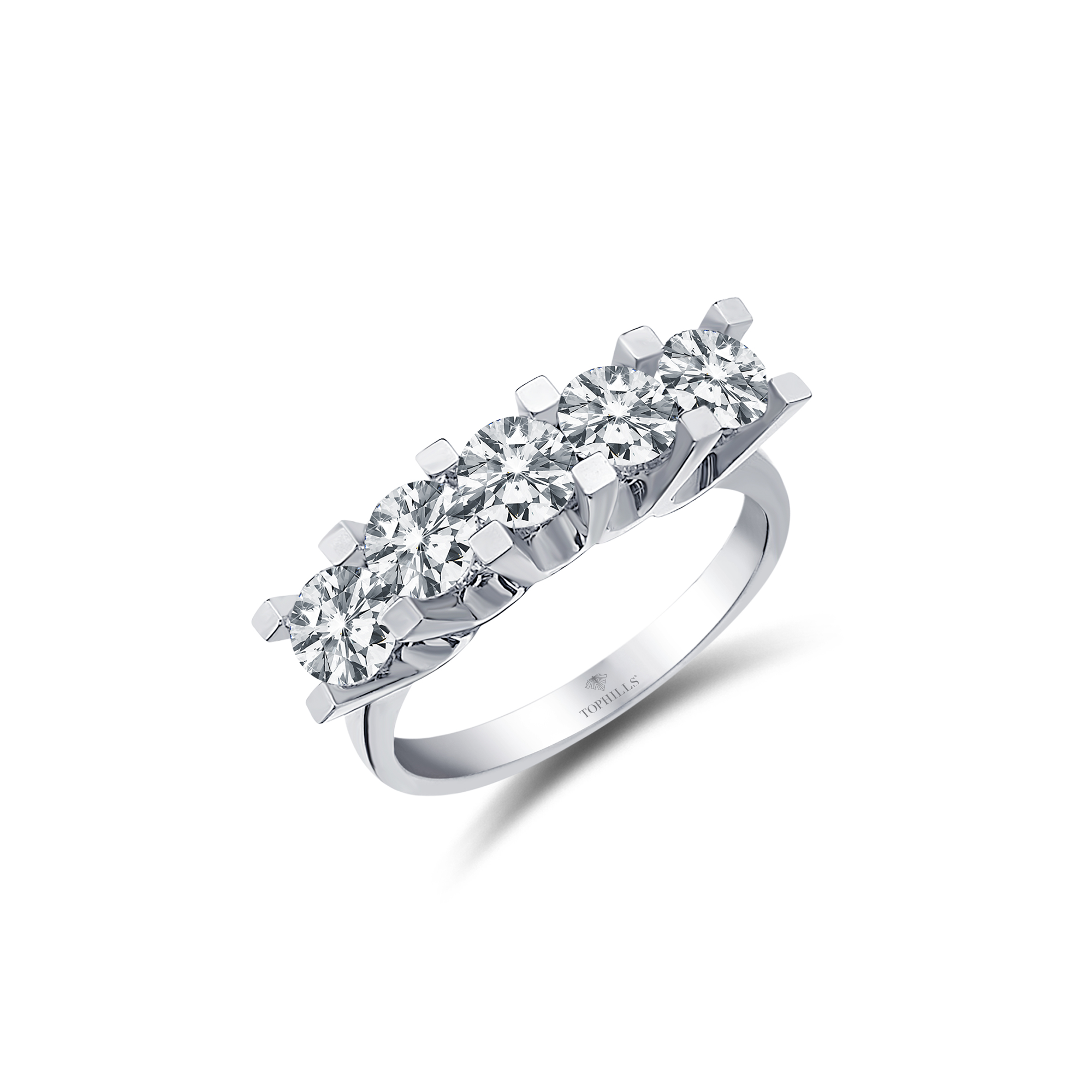 2.10 Carat Diamond Five Stone Wedge Prong Ring