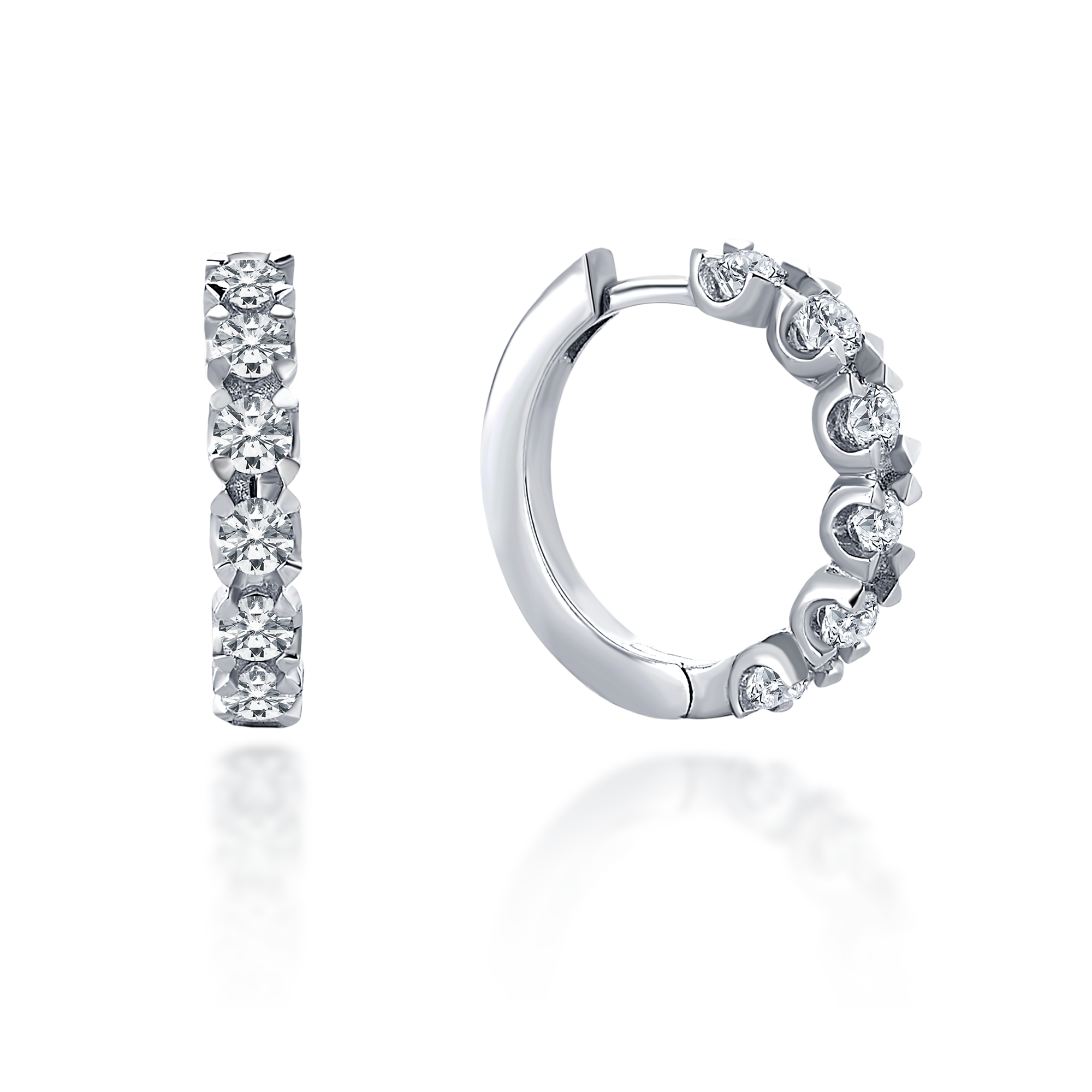 1.30 Carat Diamond Hybrid Stone Hoop Gold Earring