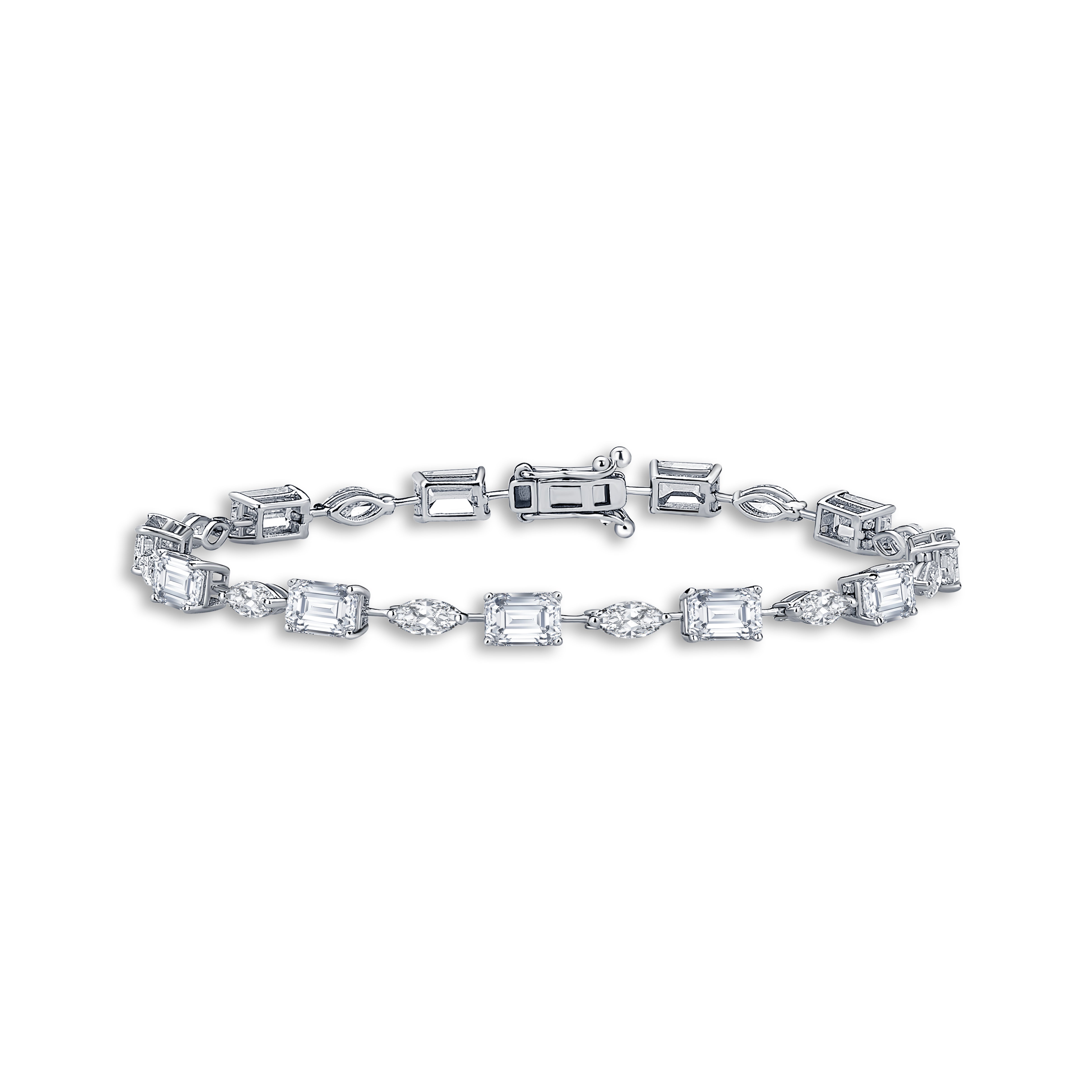 11 Carat Emerald Cut Diamond Hybrid Gold Bracelet