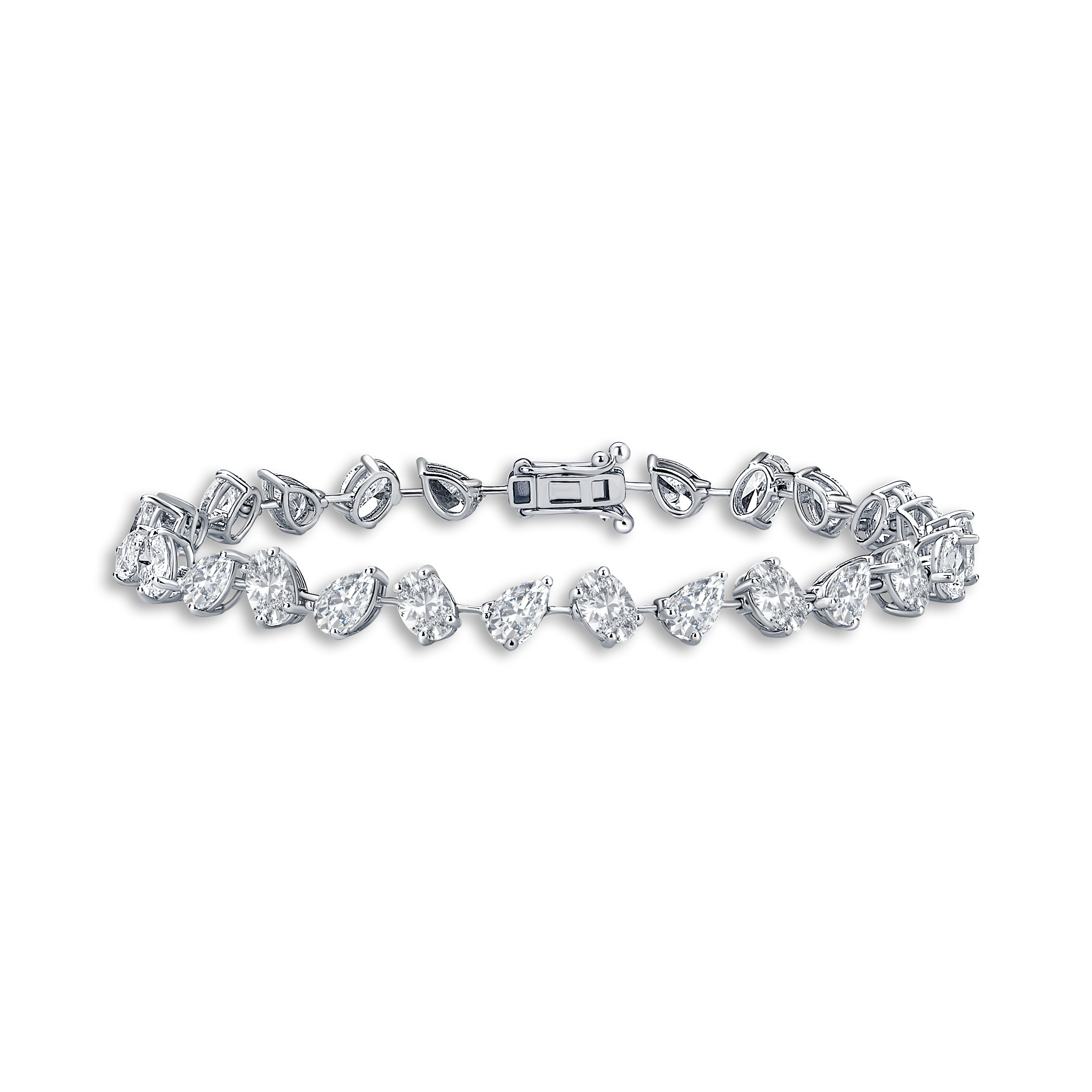 11 Carat Oval & Drop Diamond Hybrid Gold Bracelet