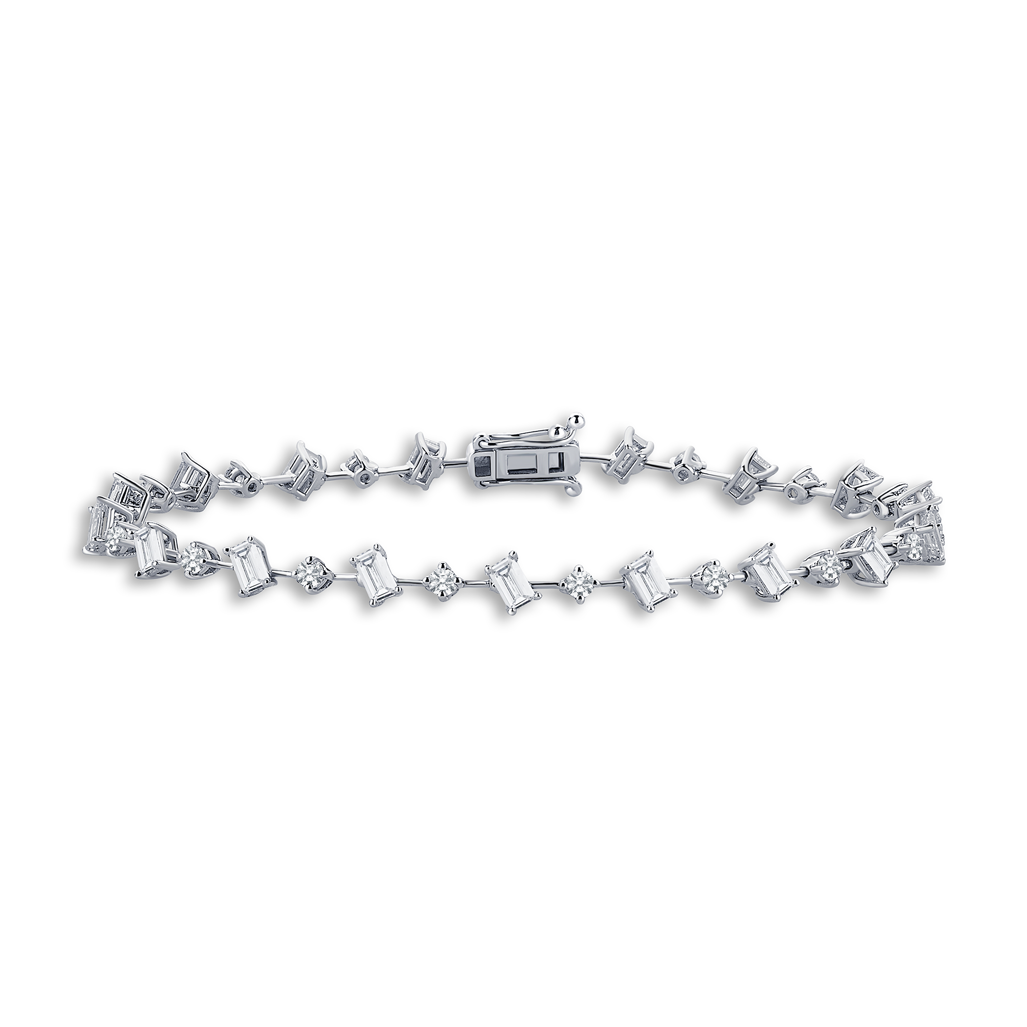 4 Carat Emerald Cut Diamond Hybrid Gold Bracelet