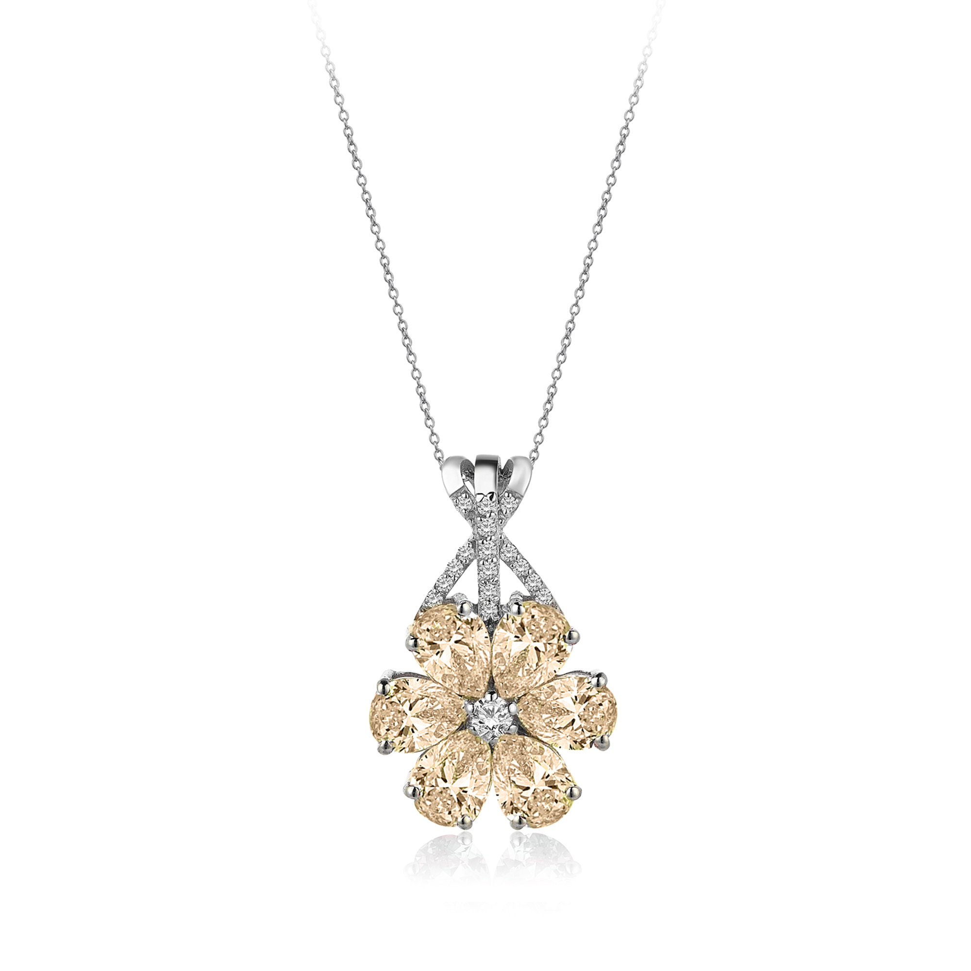4 Carat Diamond Hybrid Gold Pink Magnolia Necklace