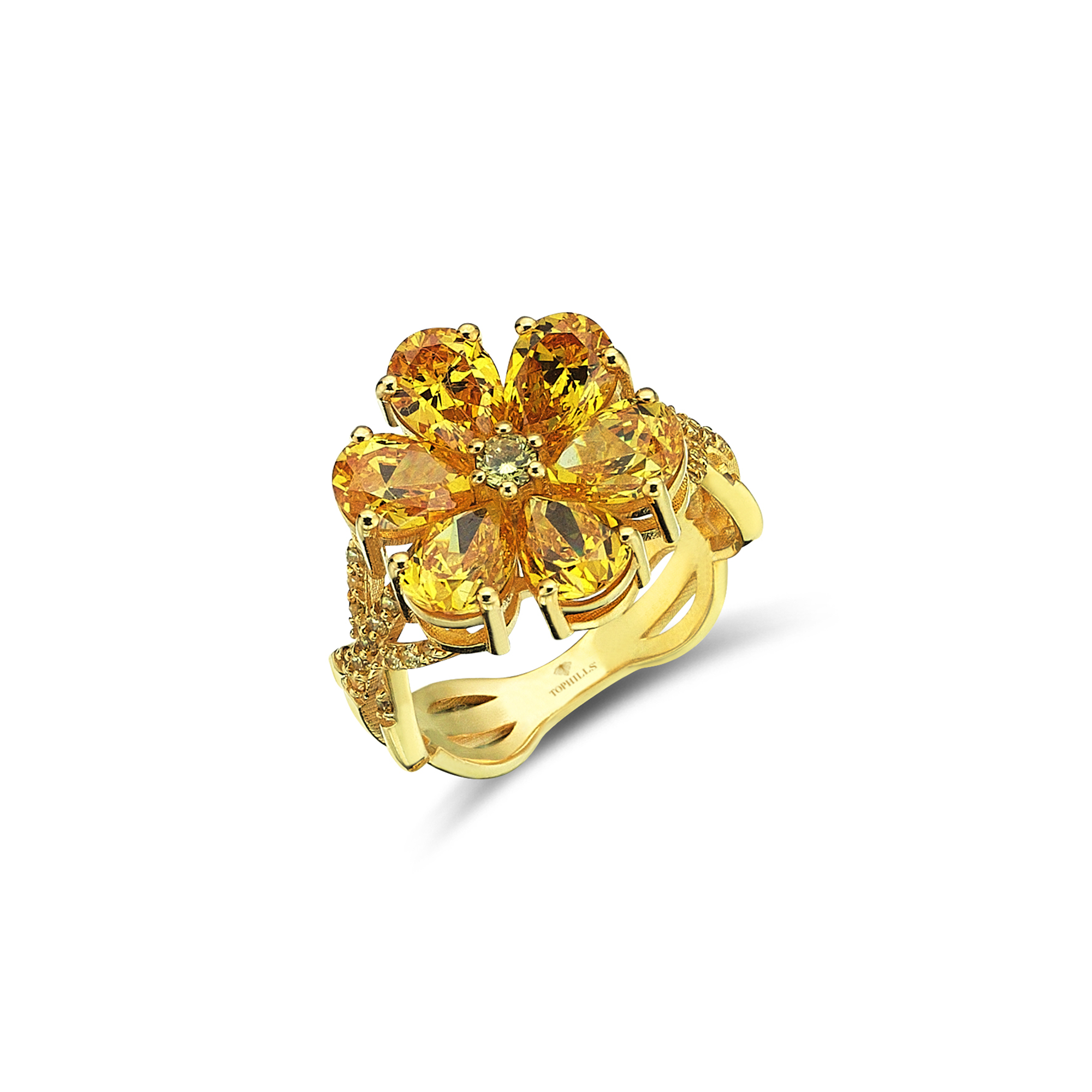 4 Carat Yellow Sapphire Hybrid Gold Magnolia Ring