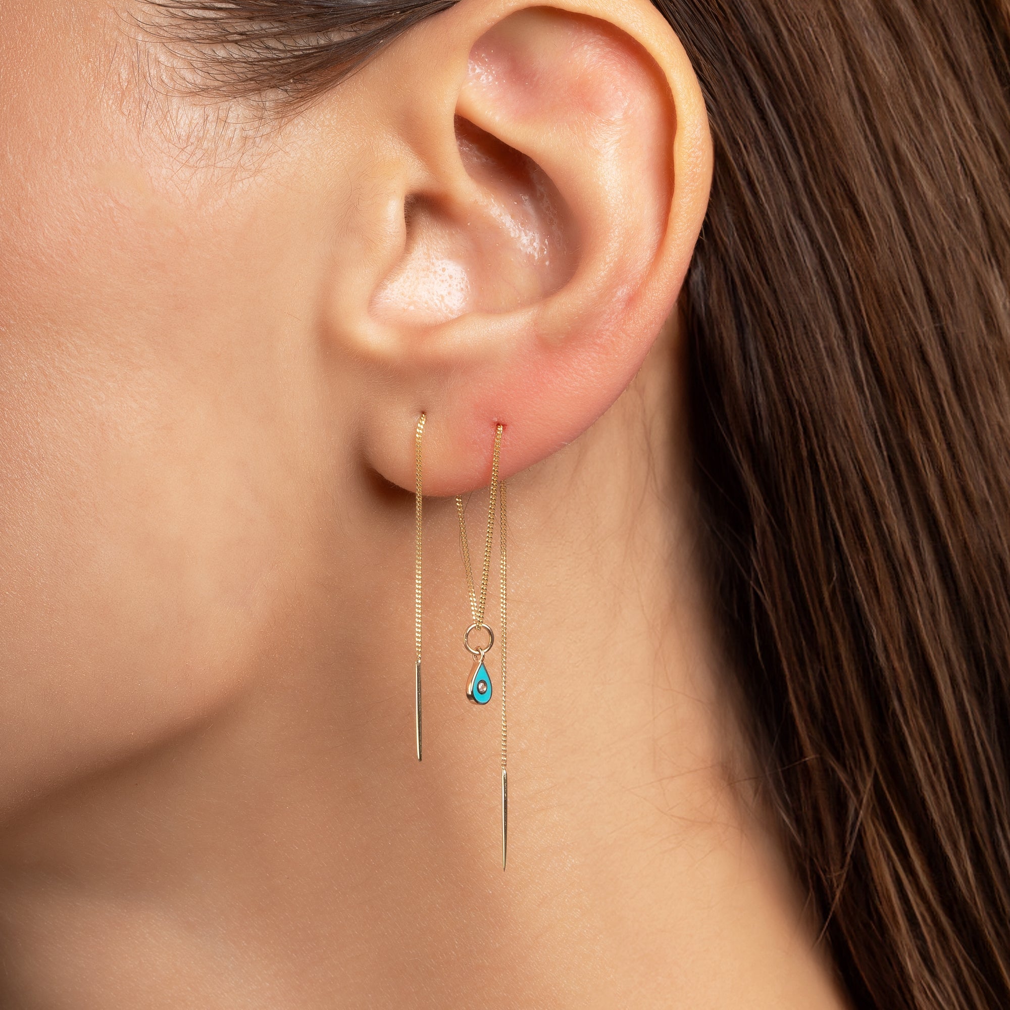 Stone Drop Enameled Gold Charm