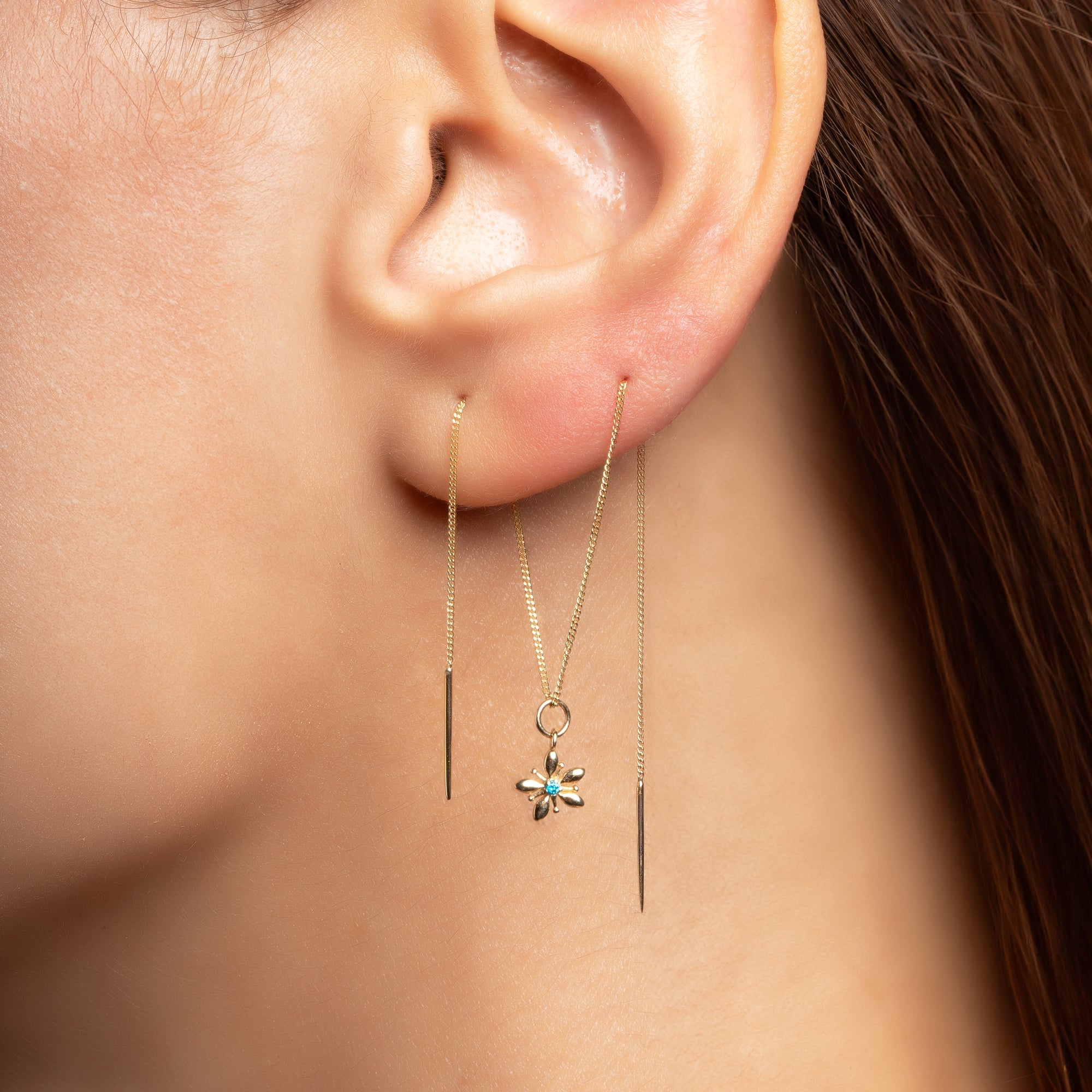 Stone Flower Gold Charm