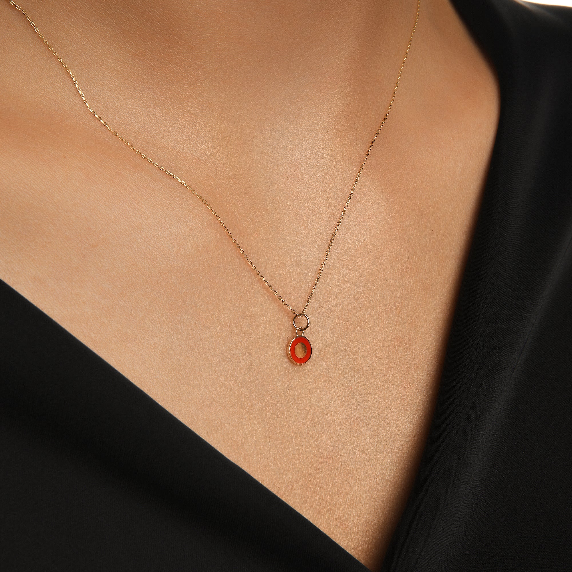 Round Enamel Gold Charm