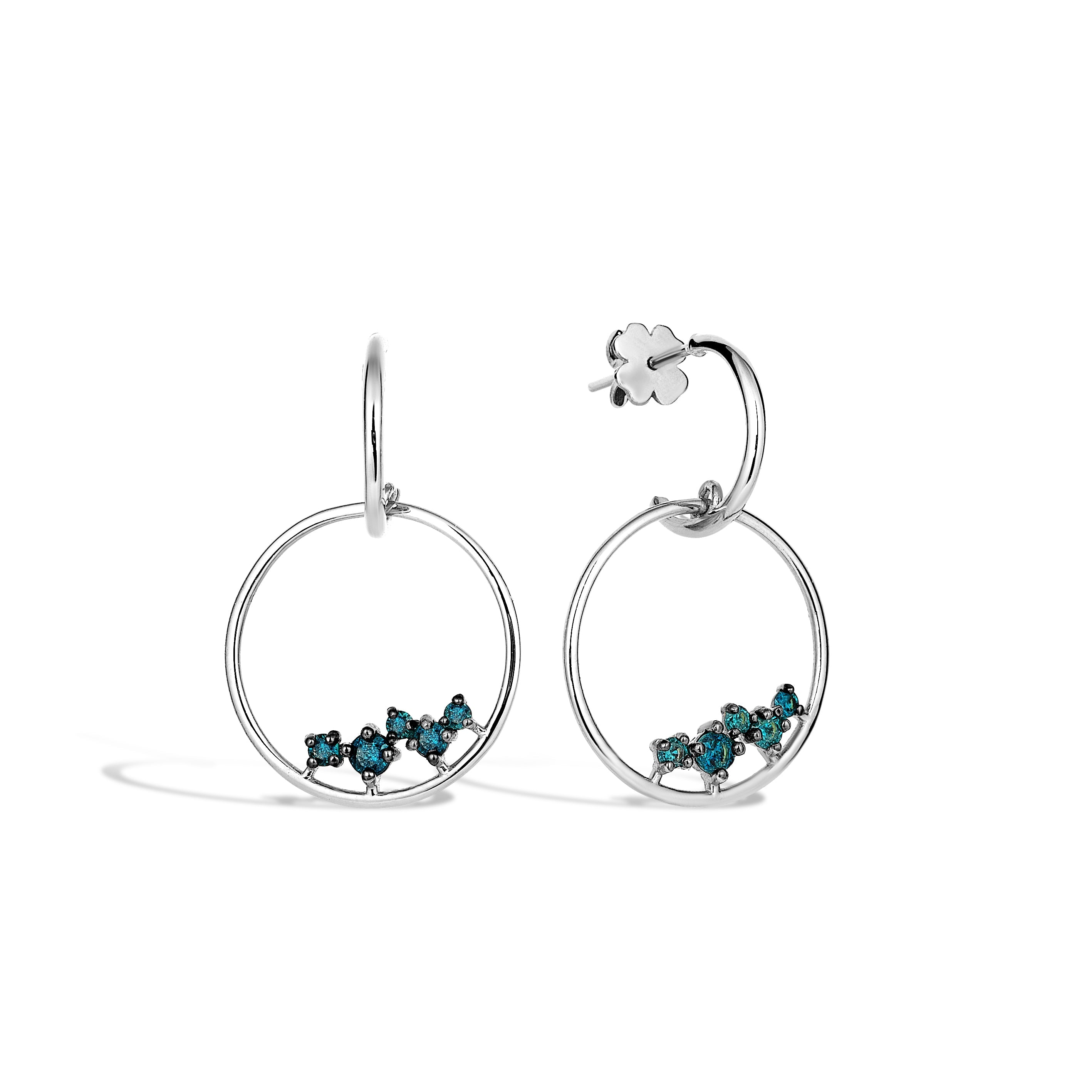 Azzuro Blue Diamond Hoop Earrings
