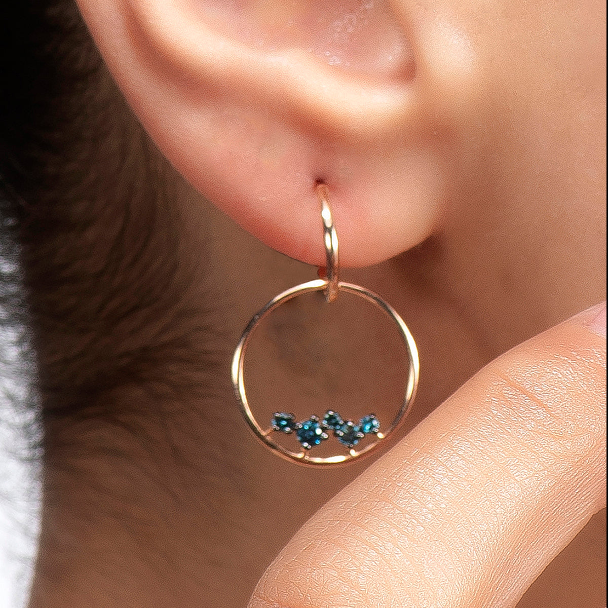 Azzuro Blue Diamond Hoop Earrings