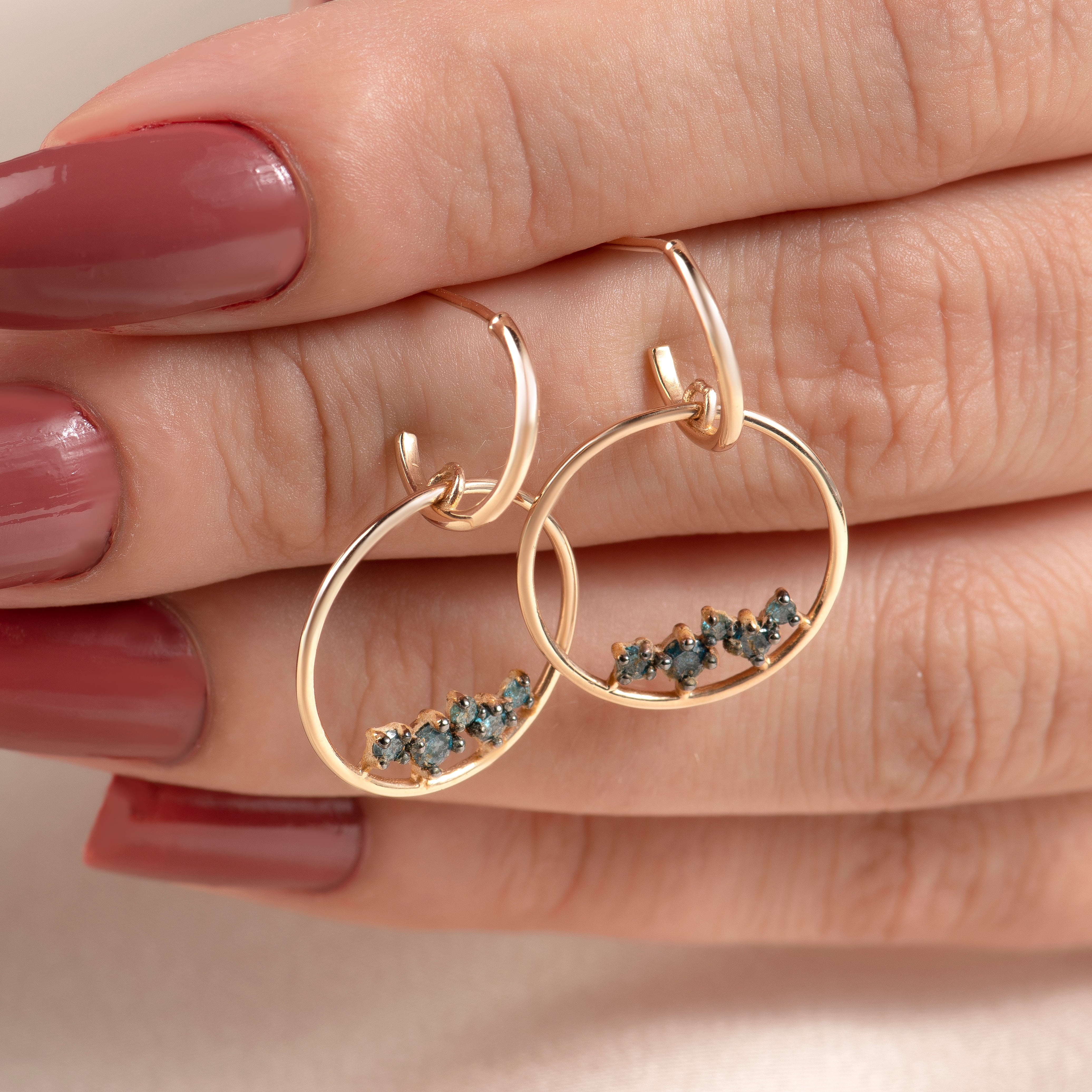 Azzuro Blue Diamond Hoop Earrings