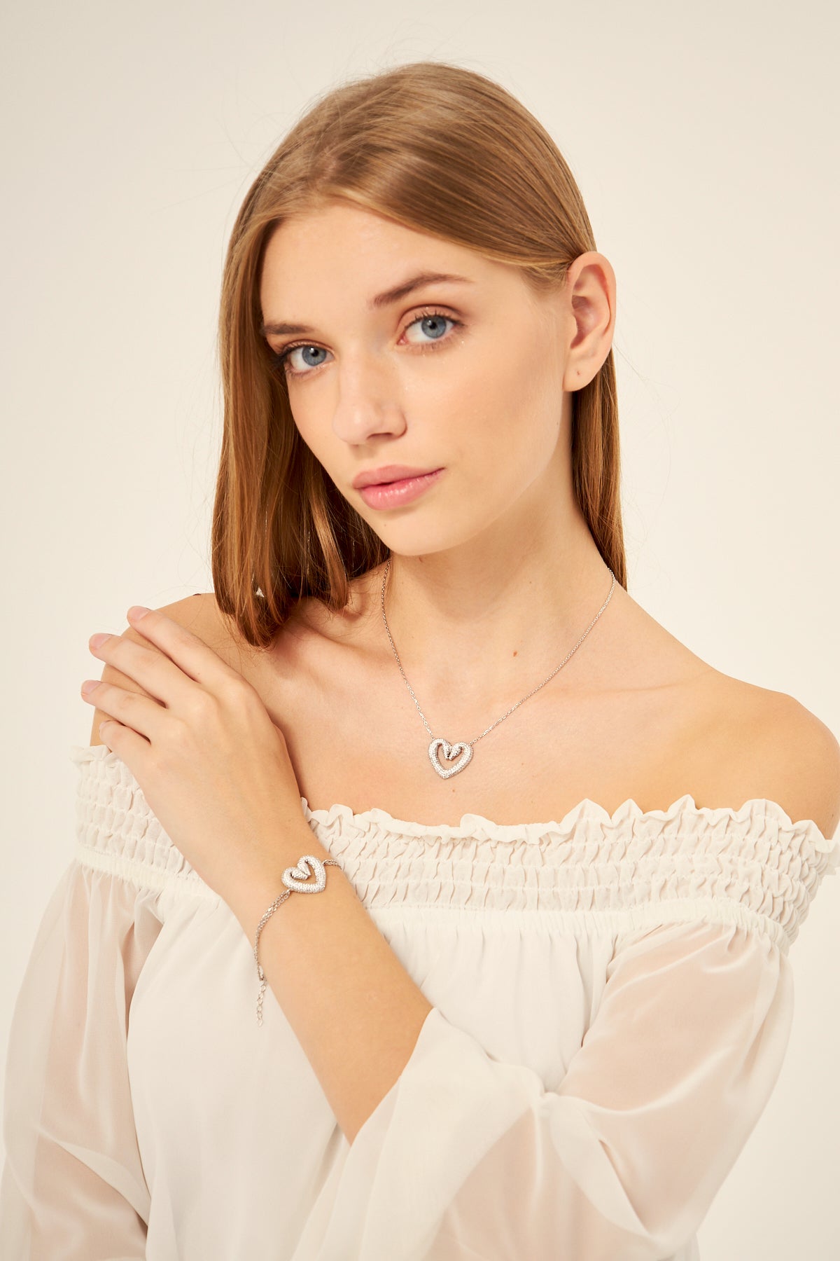 EROS Silver Necklace Bracelet Set