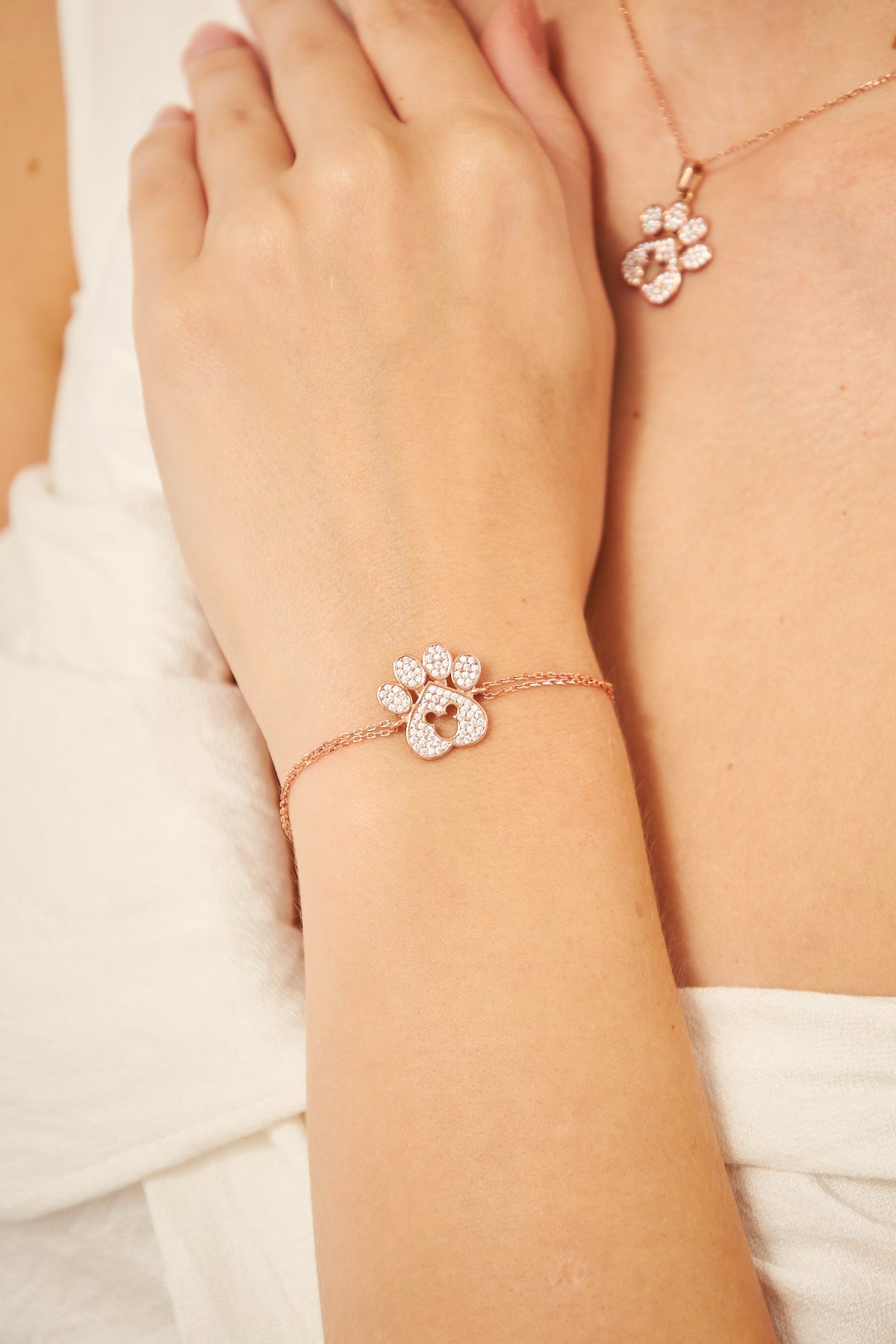 White Mickey Mouse Paw Bracelet
