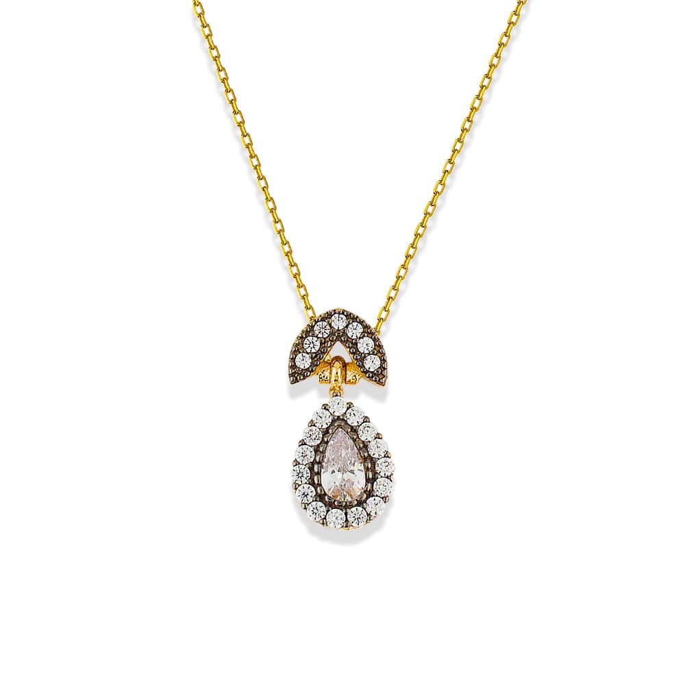 Diamond Effect Drop Cut Stone Necklace