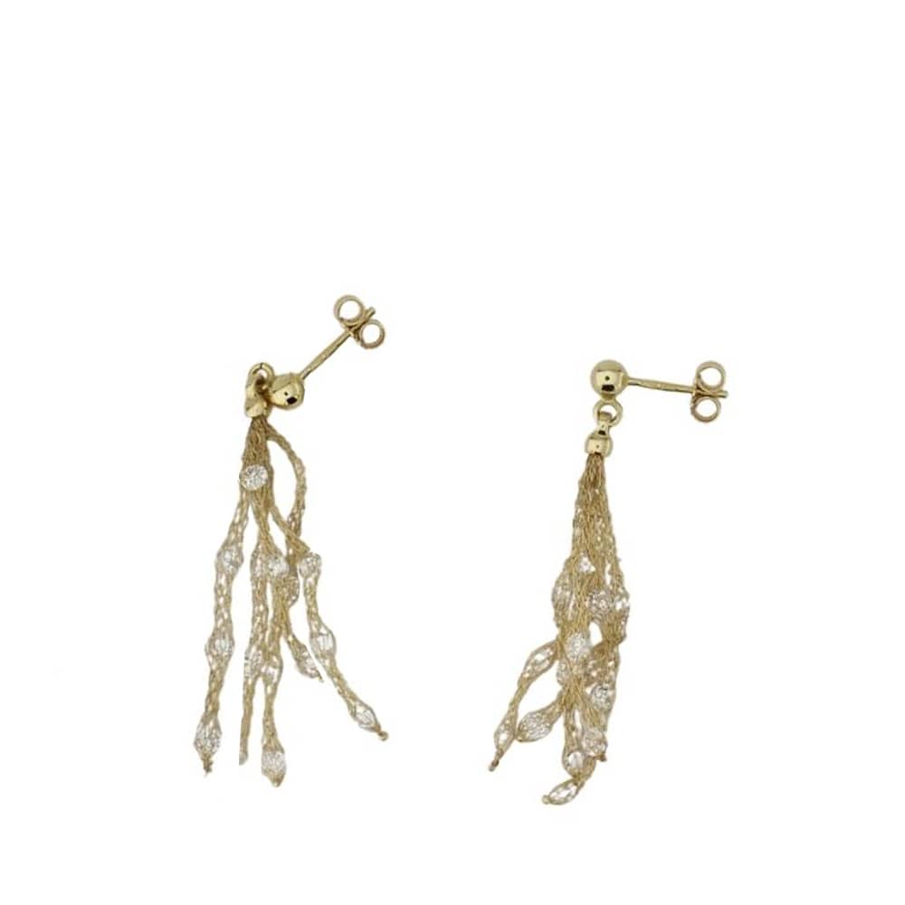 14 Carat Gold Fine Knitted Stone Earrings