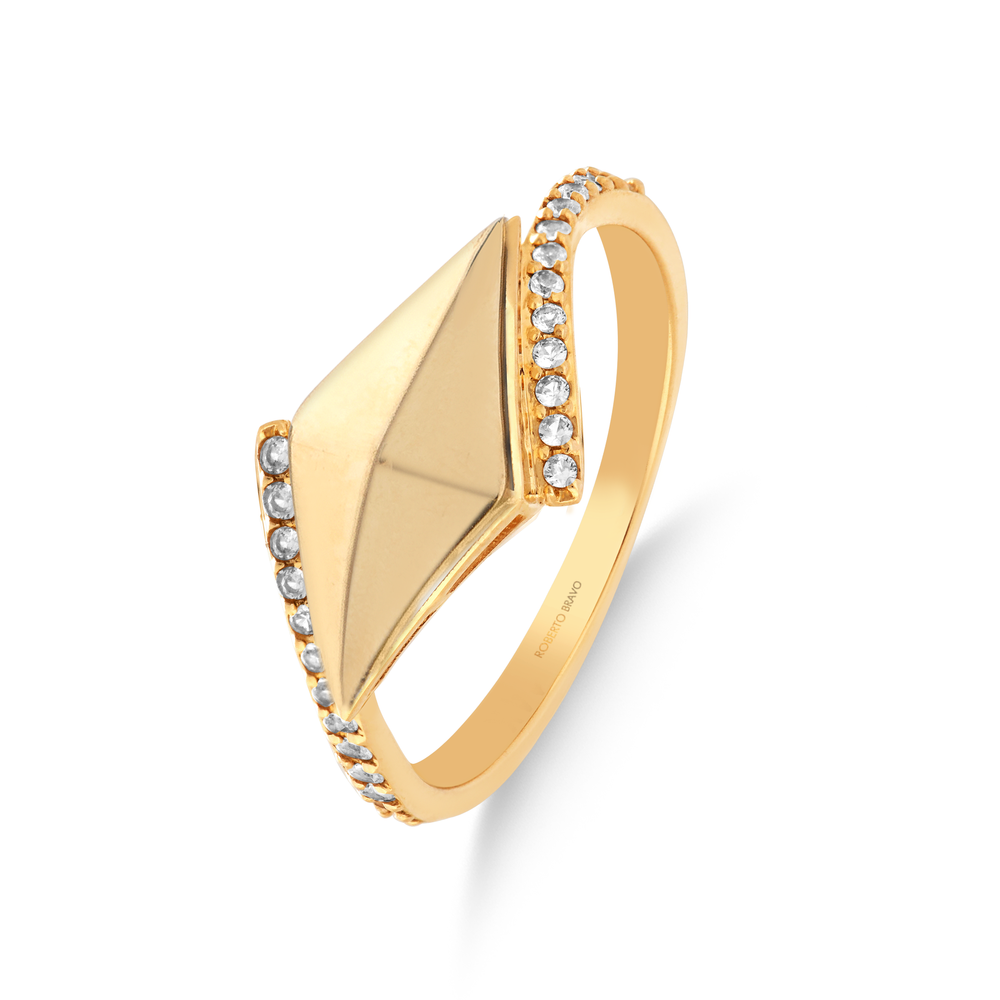 Volare Yellow Gold Ring with White Sapphire