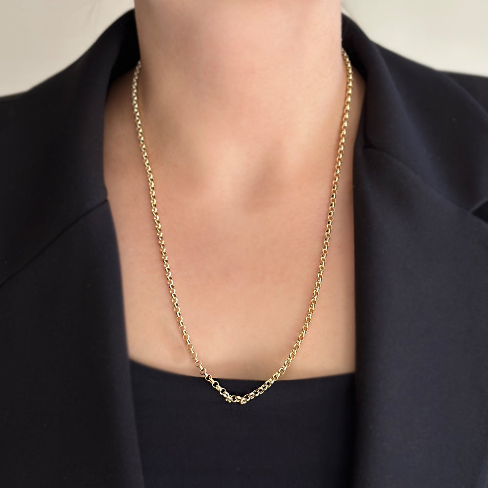 14K Long Plain Chain Necklace