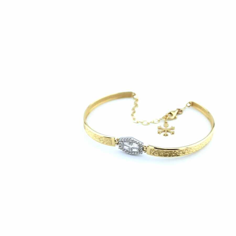 Baguette Cut Stone 14 Carat Cuff Bracelet