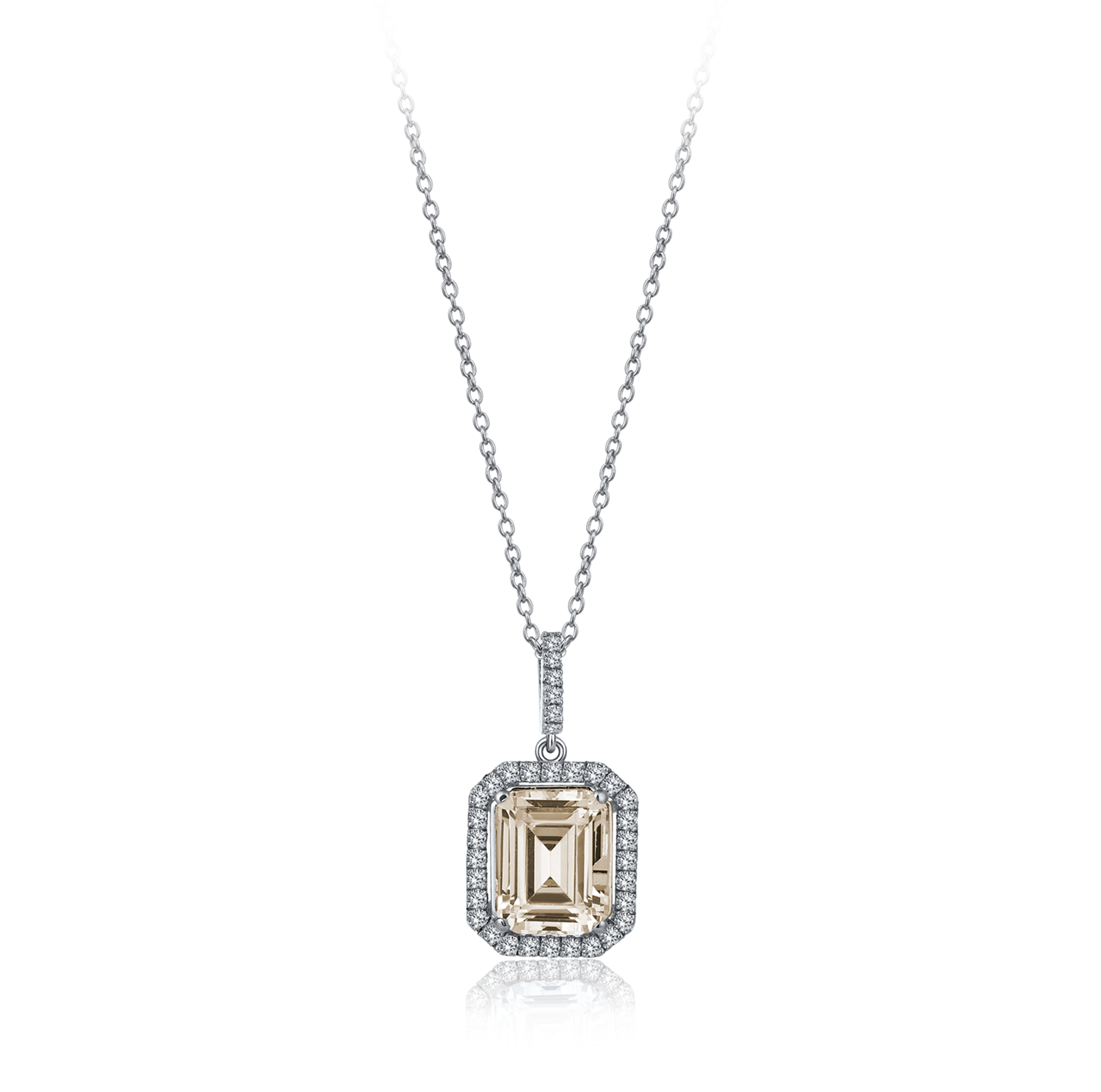 Emerald Cut Diamond Hybrid Gold Anturage Necklace