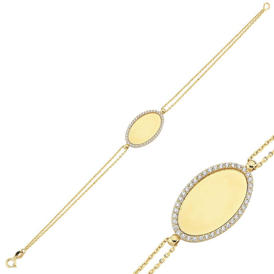 Plate Bracelet with Stones Around