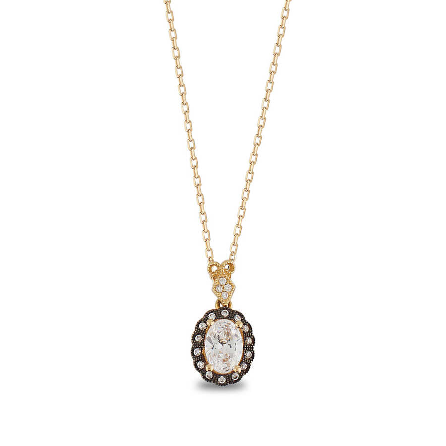 Diamond Effect Drop Cut Stone Necklace