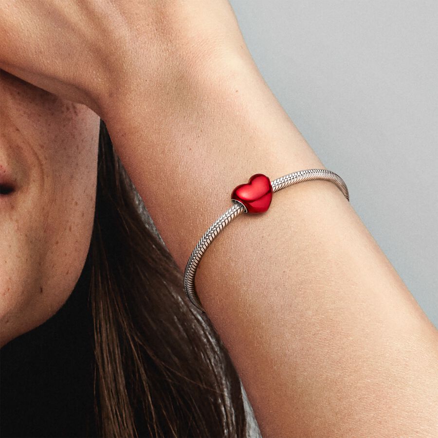 Metallic Red Heart Charm
