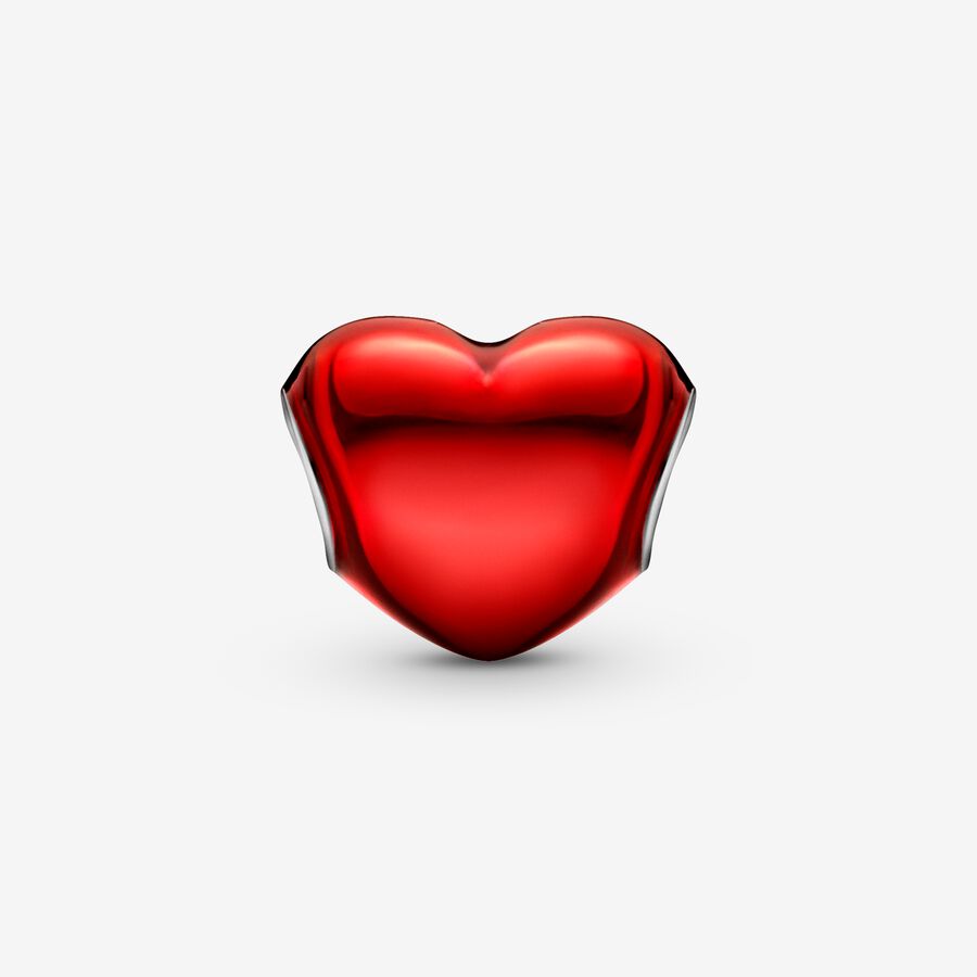 Metallic Red Heart Charm