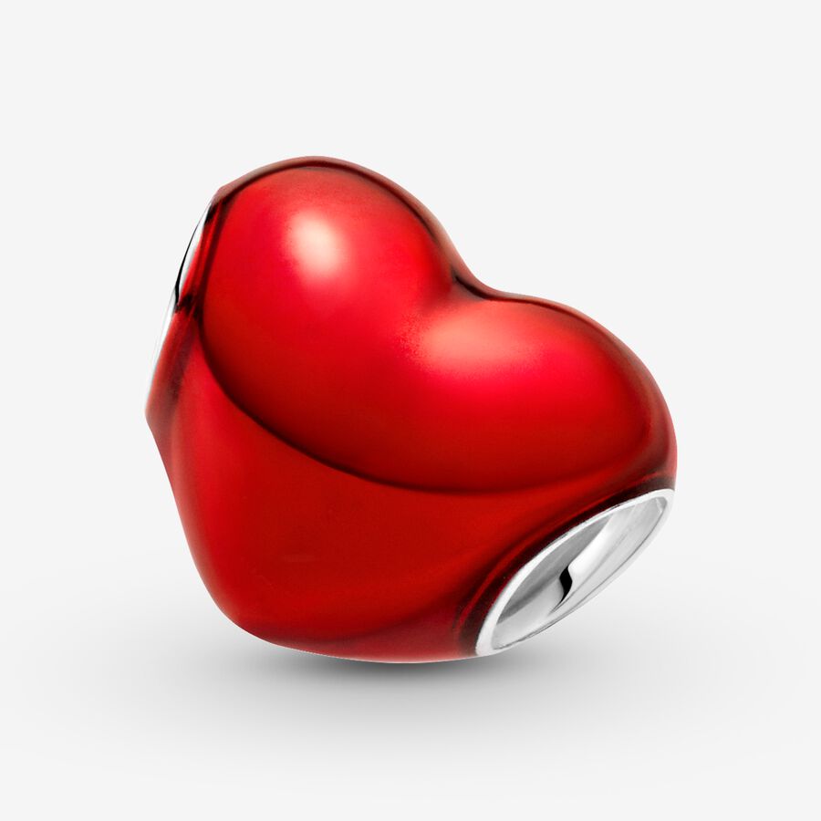 Metallic Red Heart Charm