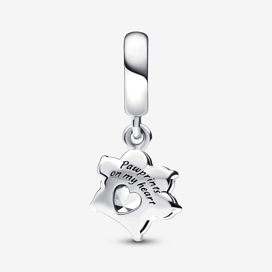Sparkly Paw Print Dangle Charm