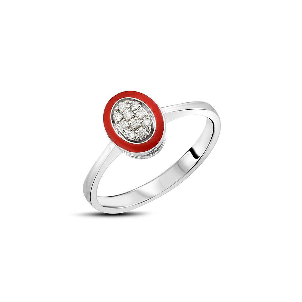 Red Enamel Diamond Ring